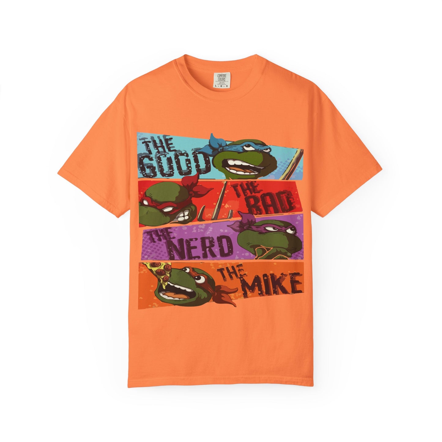 Unisex Garment-Dyed T-Shirt - Ninja Turtle Humor Tee - The Good, The Bad, The Nerd, The Mike