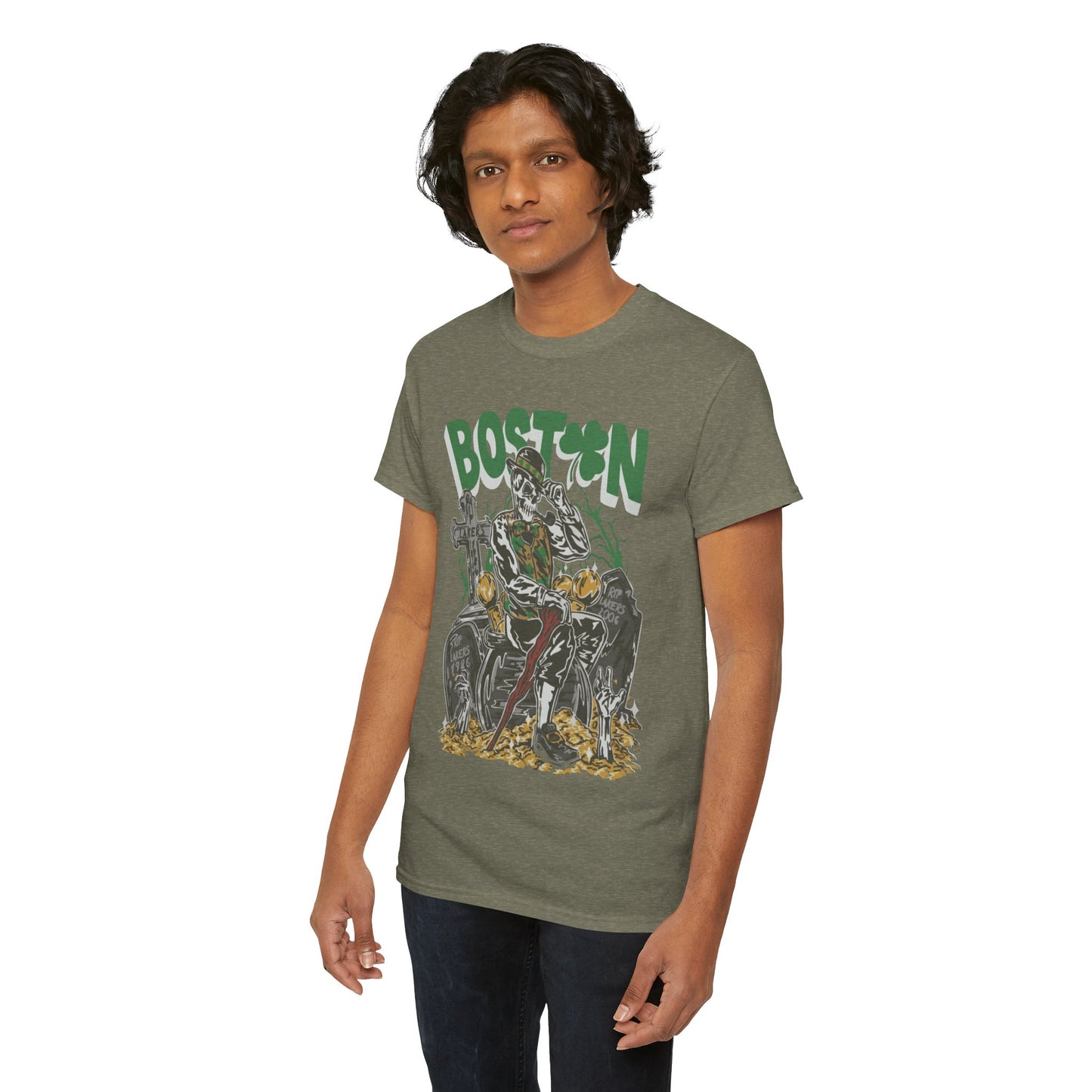 Boston Graphic Tee, Unisex Heavy Cotton T-Shirt, Vintage Boston Shirt, Irish Pride Apparel, St. Patrick's Day Gift, Casual Wear