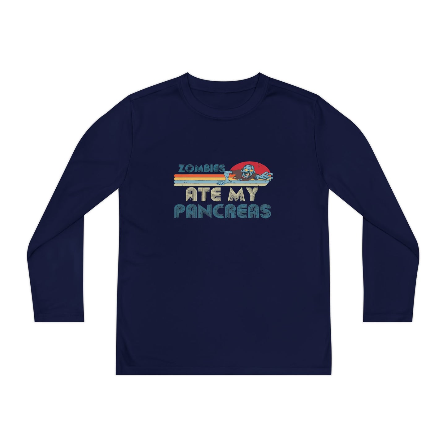 Youth Long Sleeve Funny Tee - Zombies Eat My Pancreas, Gift for Kids, Birthday Shirt, Humor Apparel, Summer Fashion