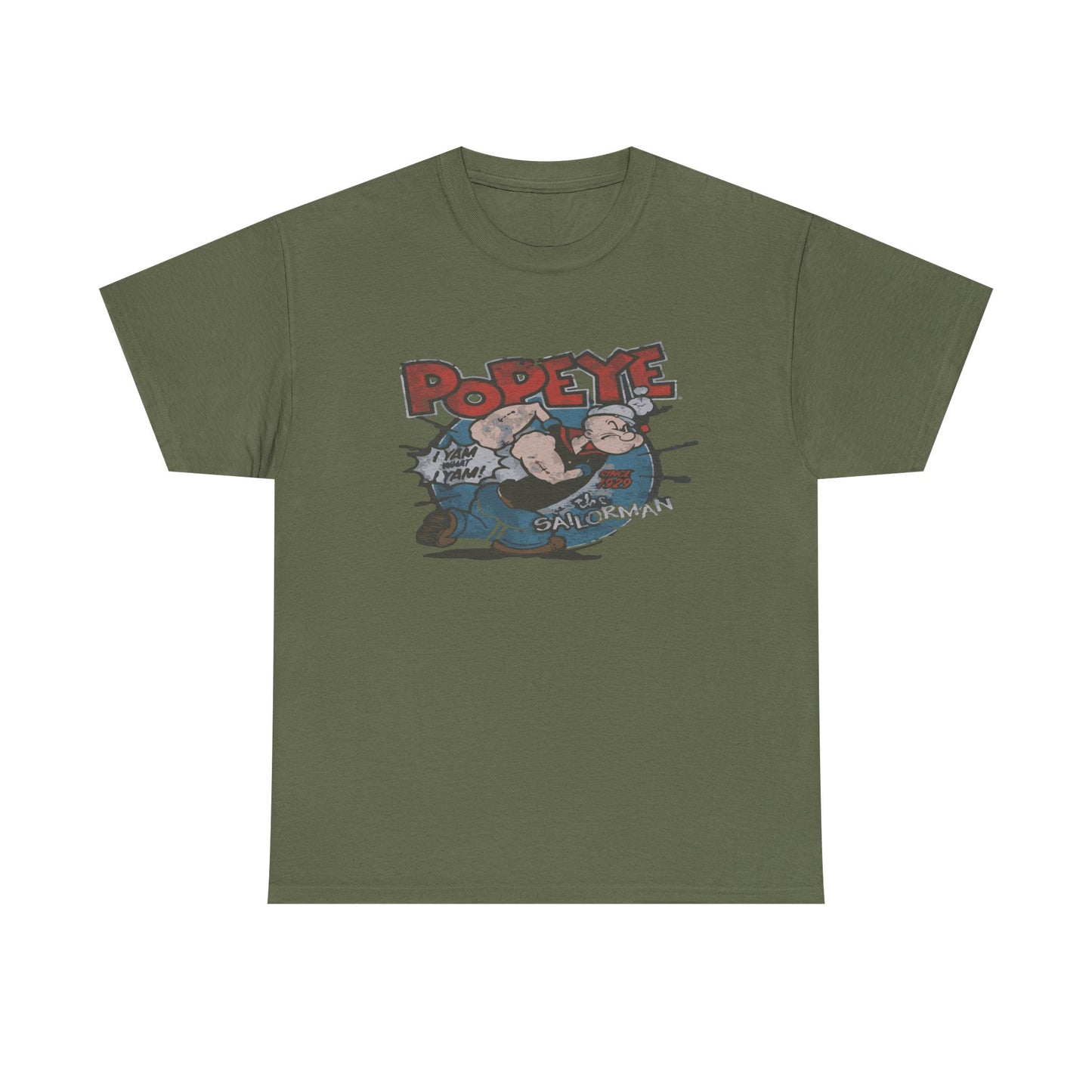 Popeye Illustration Unisex Heavy Cotton Tee, Cartoon T-Shirt, Gift for Fans, Casual Wear, Retro Design, Comfortable Top