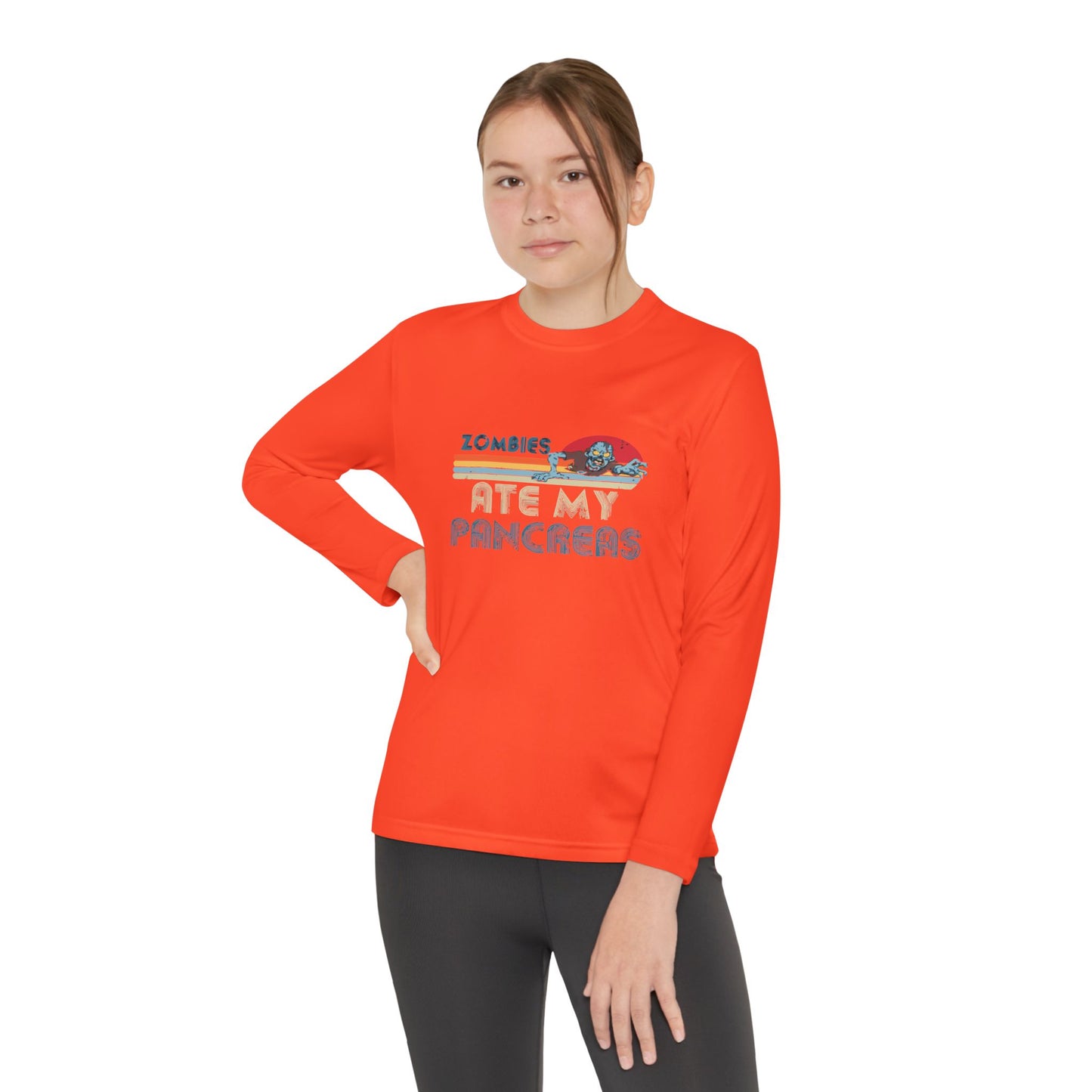 Youth Long Sleeve Funny Tee - Zombies Eat My Pancreas, Gift for Kids, Birthday Shirt, Humor Apparel, Summer Fashion