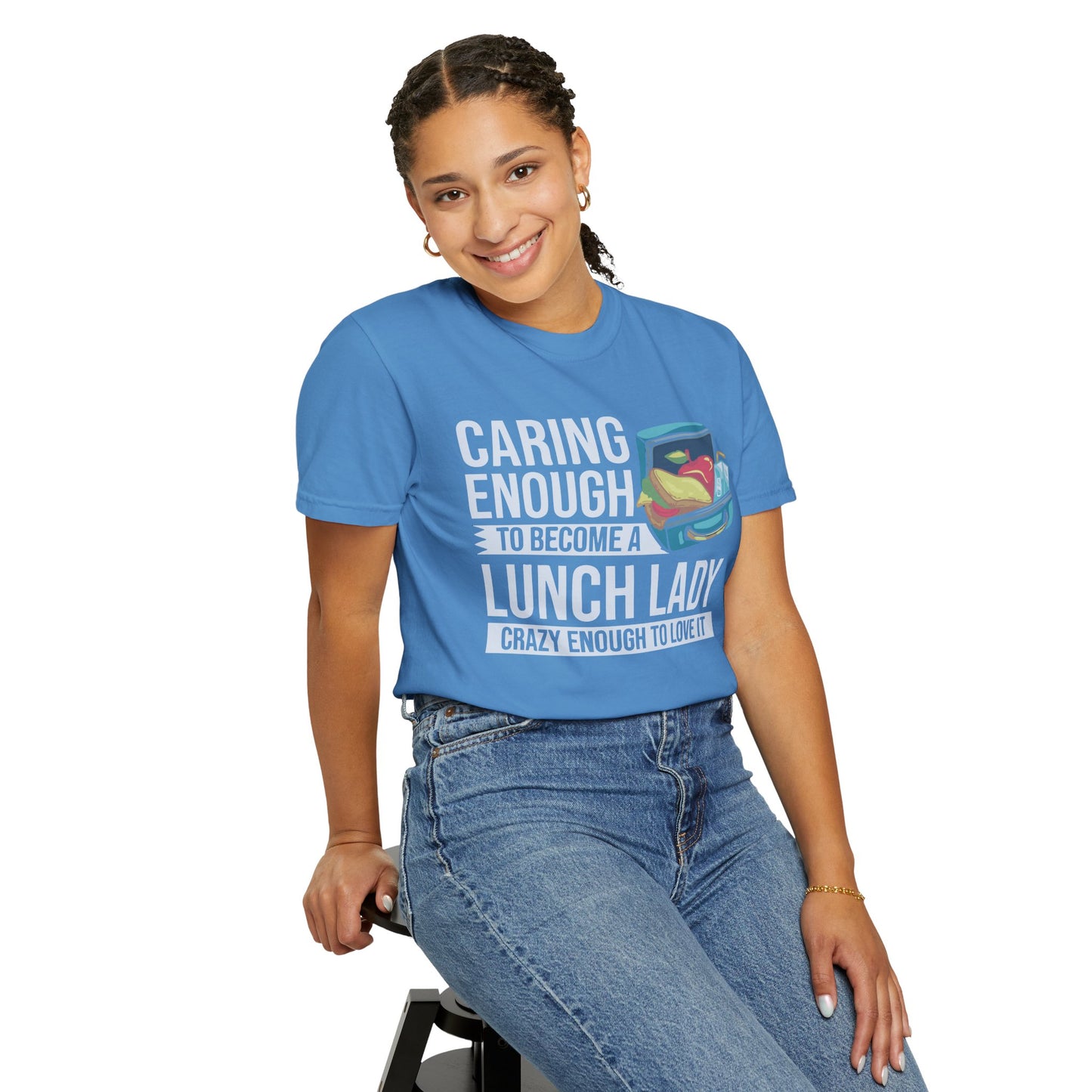 Lunch Lady Humor Unisex T-Shirt, Caring Enough to Become a Lunch Lady, Teacher Gift, Appreciation Gift, Funny T-Shirt, School Staff Tee