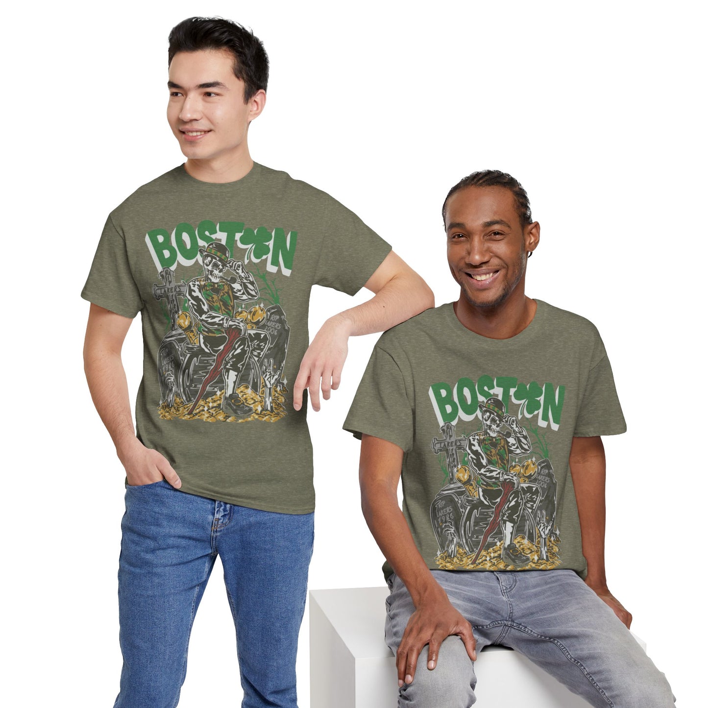 Boston Graphic Tee, Unisex Heavy Cotton T-Shirt, Vintage Boston Shirt, Irish Pride Apparel, St. Patrick's Day Gift, Casual Wear
