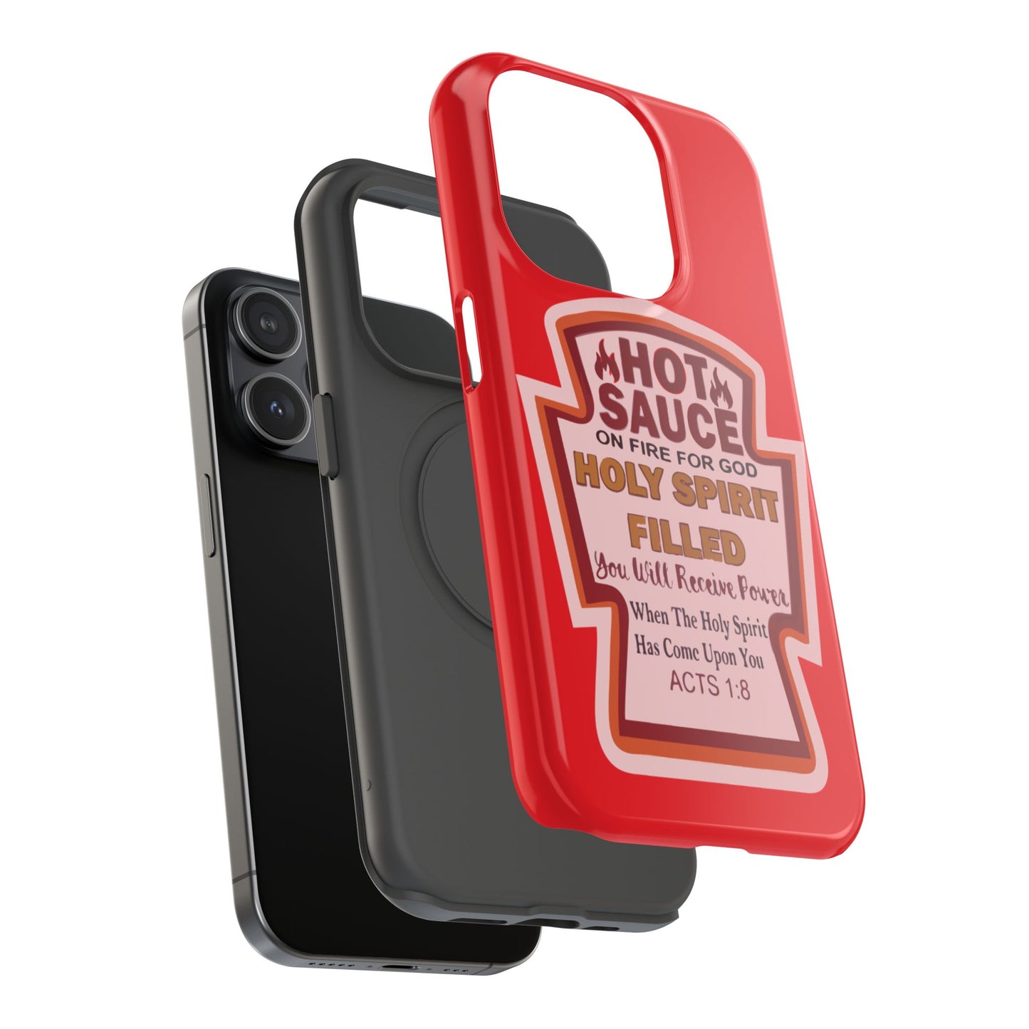 Holy Spirit Hot Sauce Phone Cases - Impact-Resistant, Christian Gift, Spiritual Reminder, Unique Design, Faith-Based Accessory