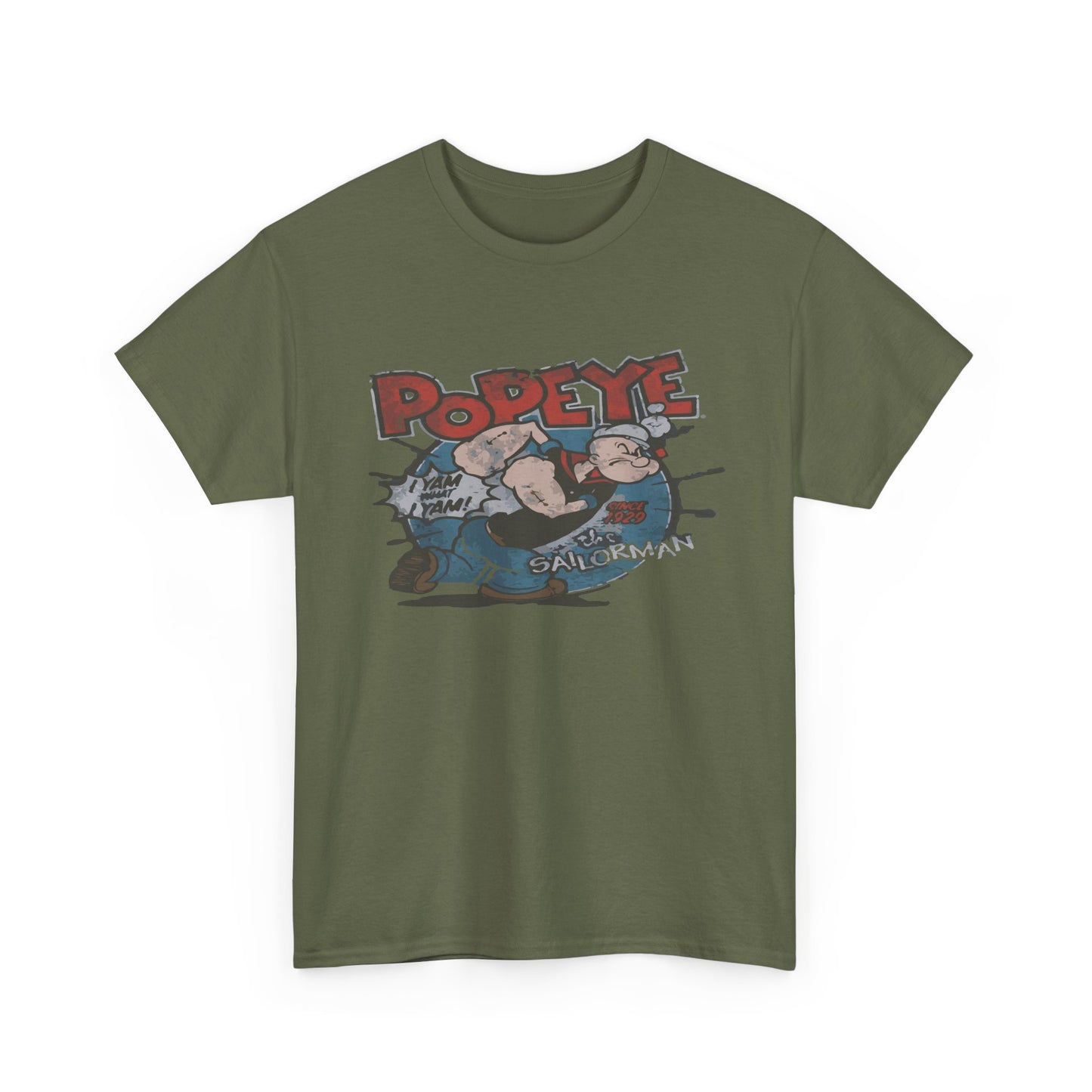 Popeye Illustration Unisex Heavy Cotton Tee, Cartoon T-Shirt, Gift for Fans, Casual Wear, Retro Design, Comfortable Top
