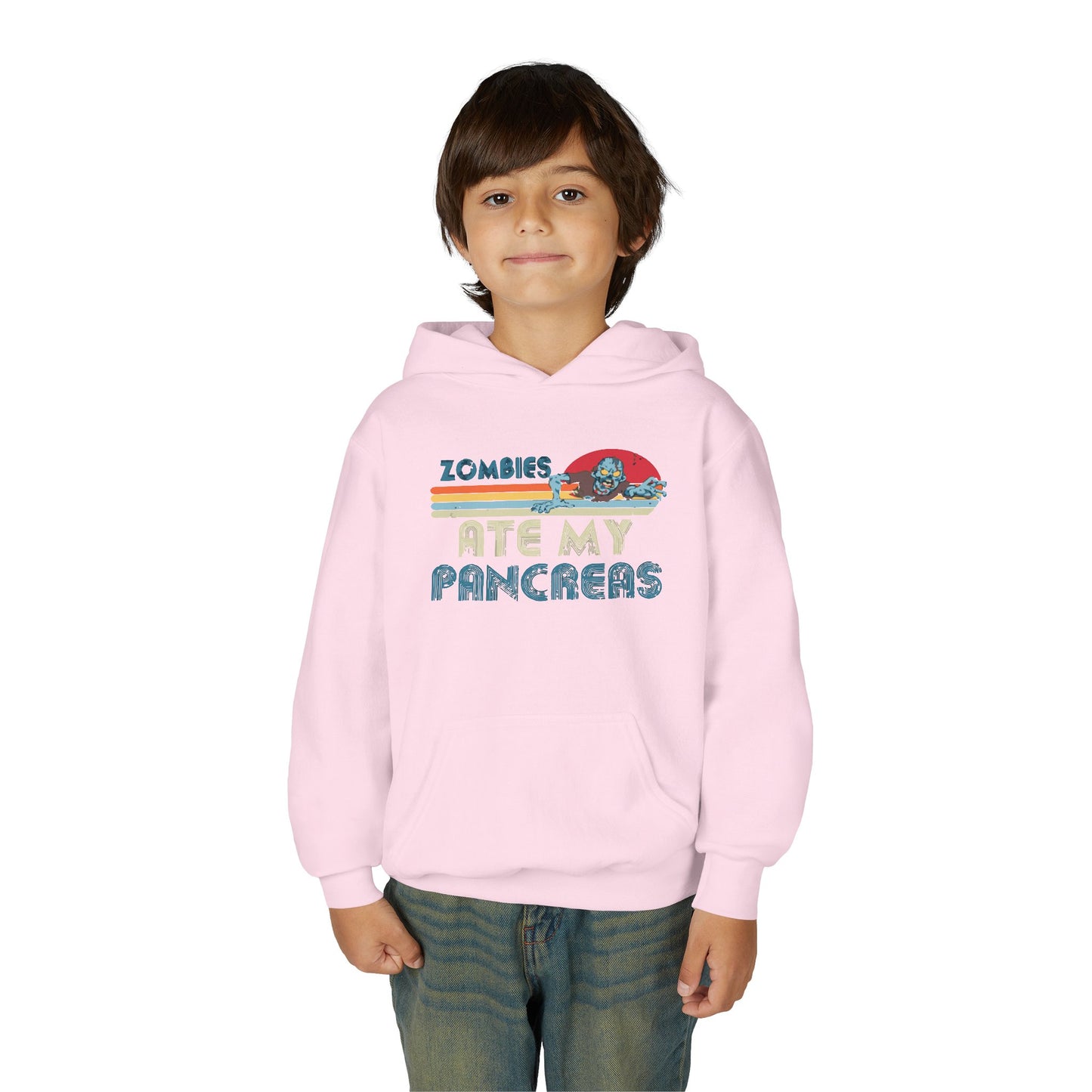 Youth Zombies Ate My Pancreas Hooded Sweatshirt, Funny Youth Hoodie, Gift for Teens, Halloween Apparel, Casual Wear, Nerd Culture Clothing