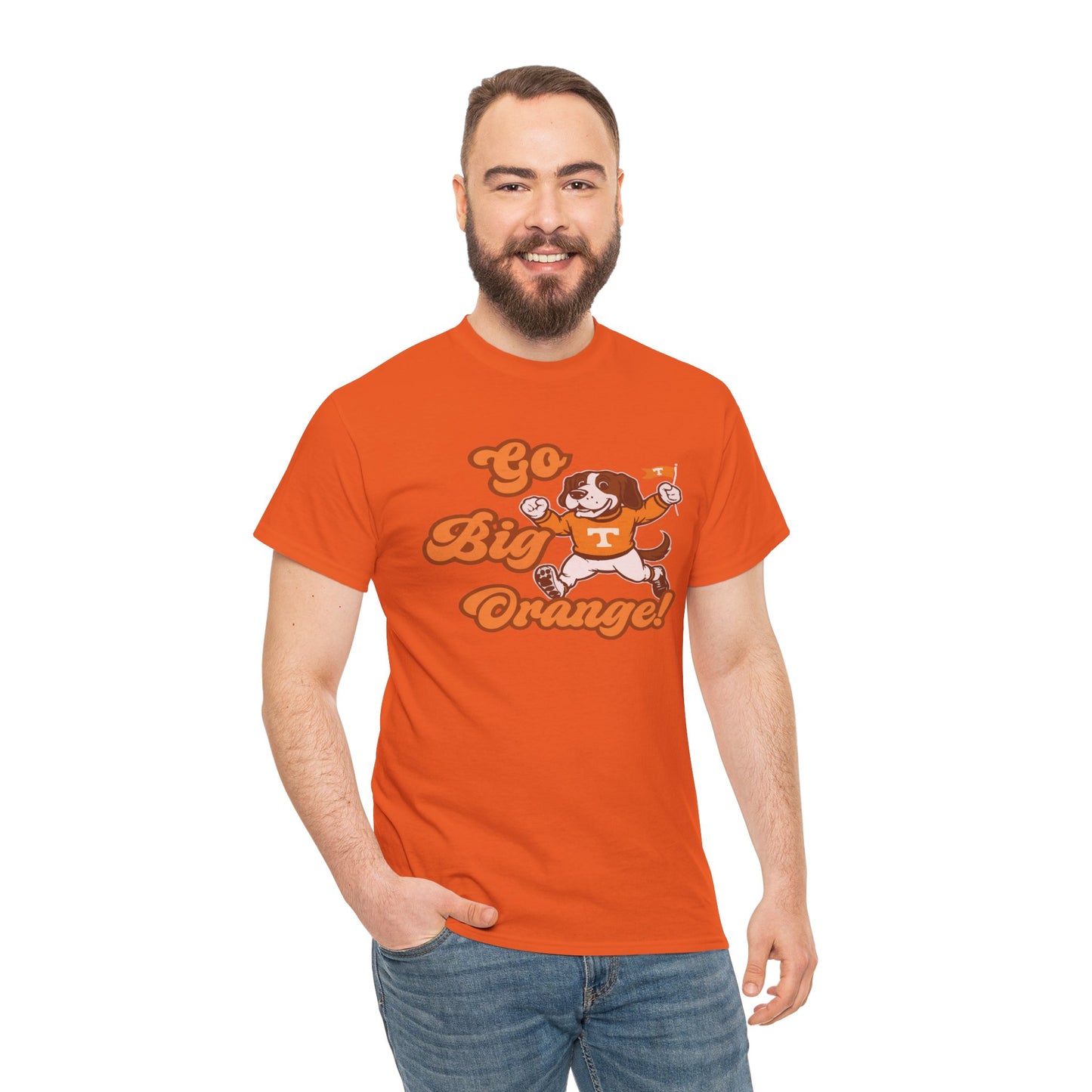 Go Big Orange Unisex Heavy Cotton Tee, Sports Fan Shirt, Casual Wear, College Game Day Top, Gift for Sports Enthusiasts