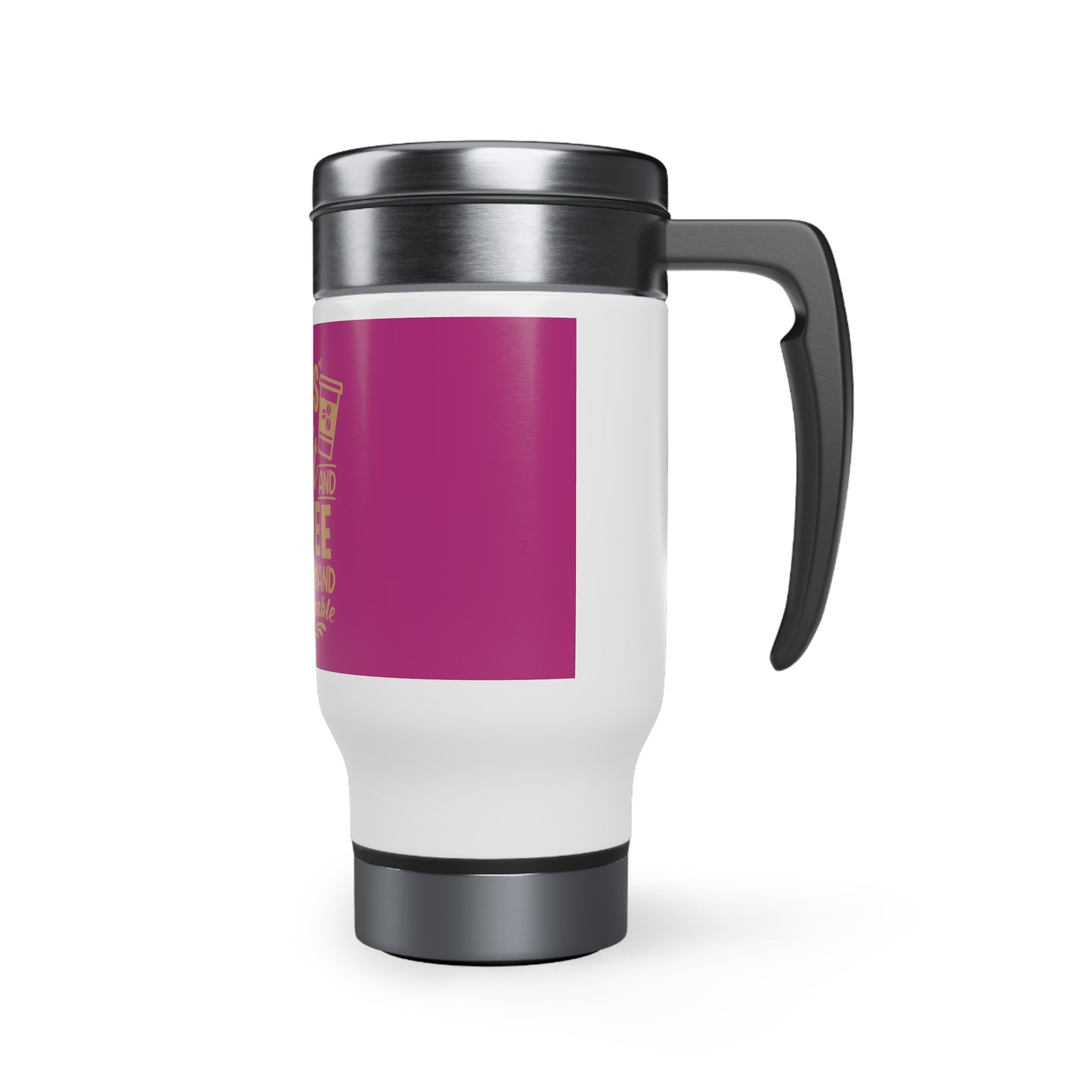 Her Heart Loves but likes Coffee Stainless Steel Travel Mug with Handle, 14oz