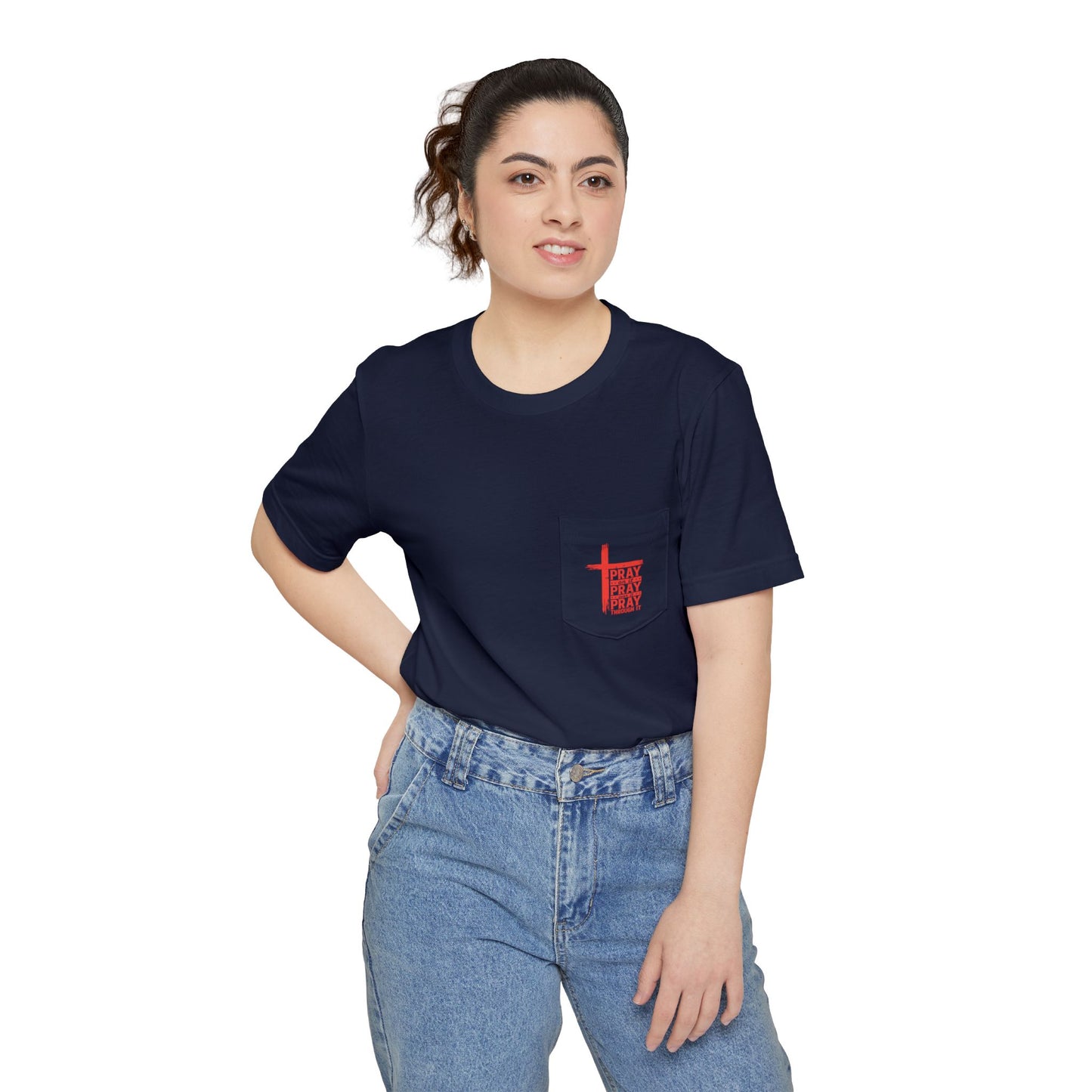 Faith-Inspired Unisex Pocket T-shirt - Perfect for Christian Men, Everyday Wear, Gifts for Dad, and Faith Celebrations