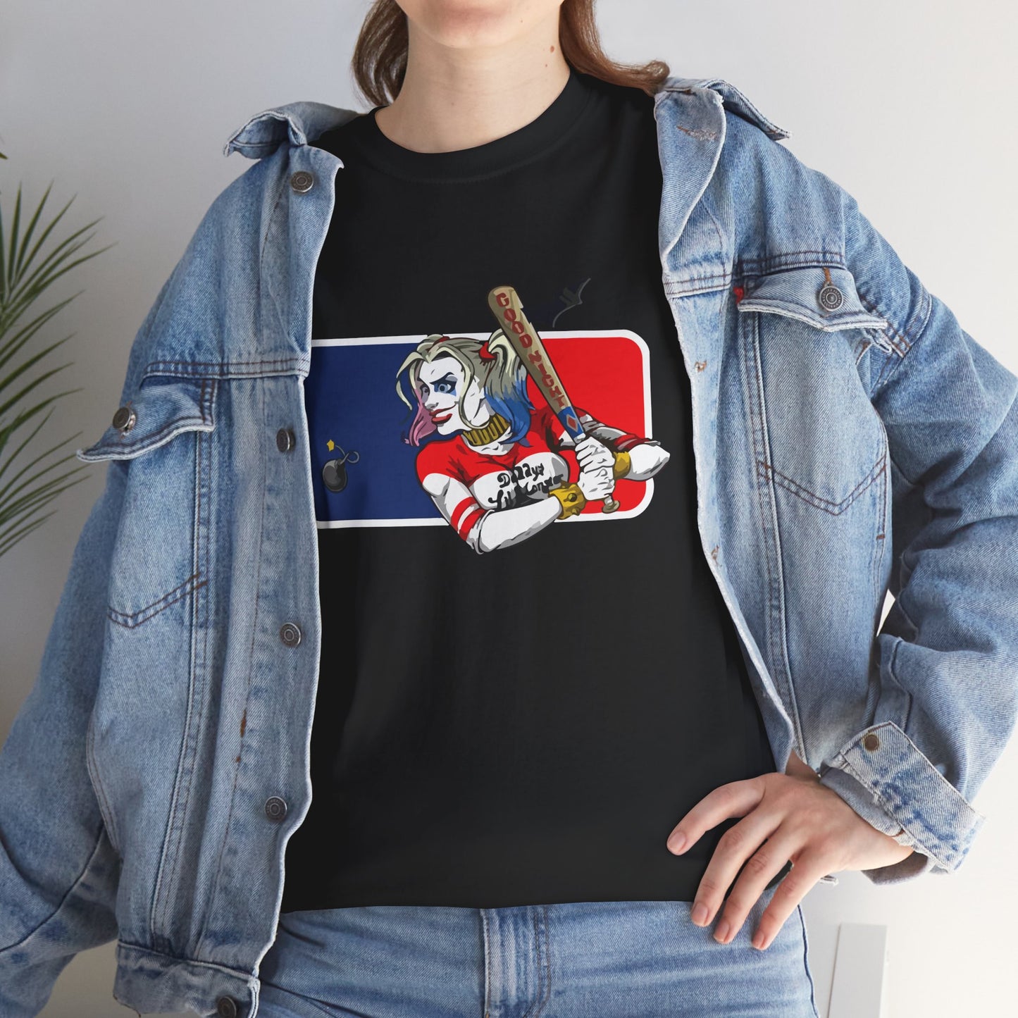 Unisex Baseball Graphic Tee - Harley Quinn DC Casual Wear for Sports Lovers
