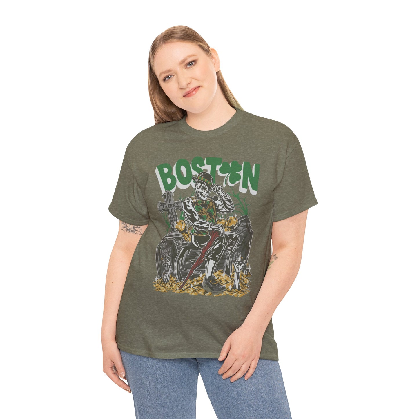 Boston Graphic Tee, Unisex Heavy Cotton T-Shirt, Vintage Boston Shirt, Irish Pride Apparel, St. Patrick's Day Gift, Casual Wear