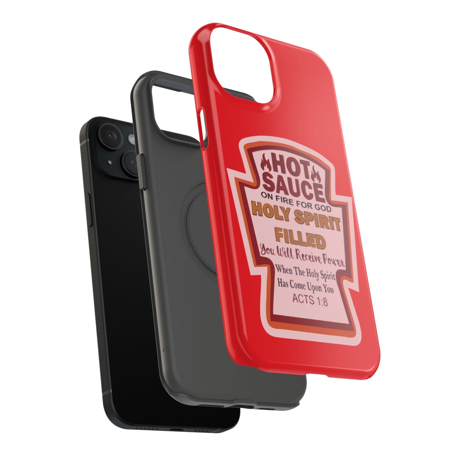 Holy Spirit Hot Sauce Phone Cases - Impact-Resistant, Christian Gift, Spiritual Reminder, Unique Design, Faith-Based Accessory