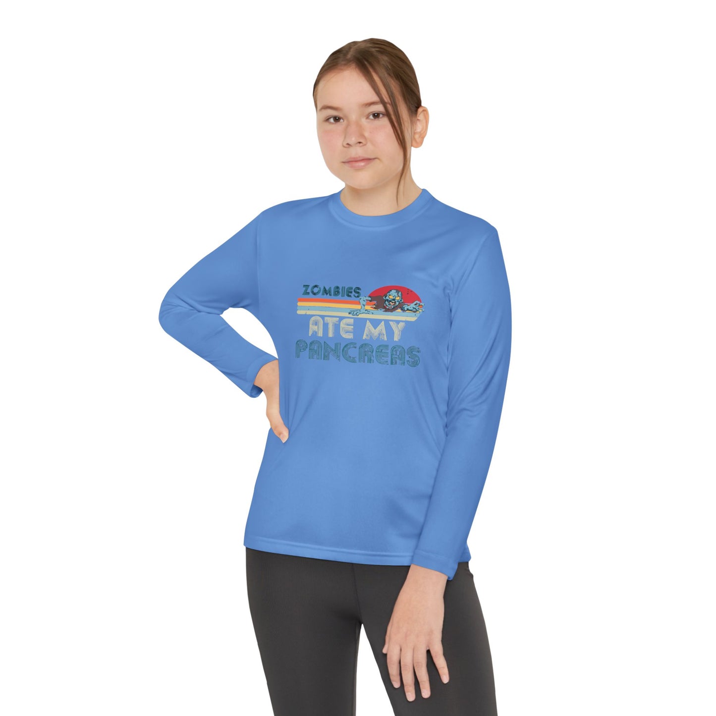 Youth Long Sleeve Funny Tee - Zombies Eat My Pancreas, Gift for Kids, Birthday Shirt, Humor Apparel, Summer Fashion