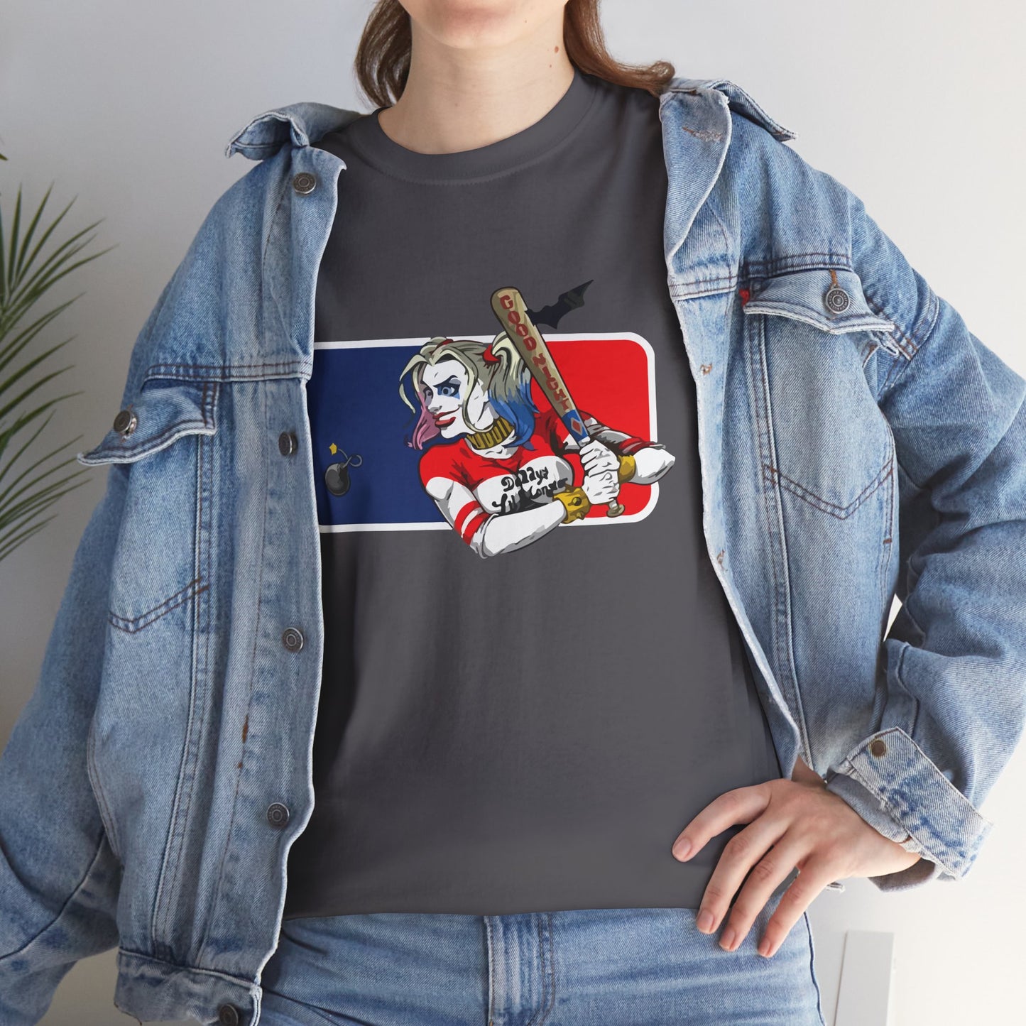 Unisex Baseball Graphic Tee - Harley Quinn DC Casual Wear for Sports Lovers