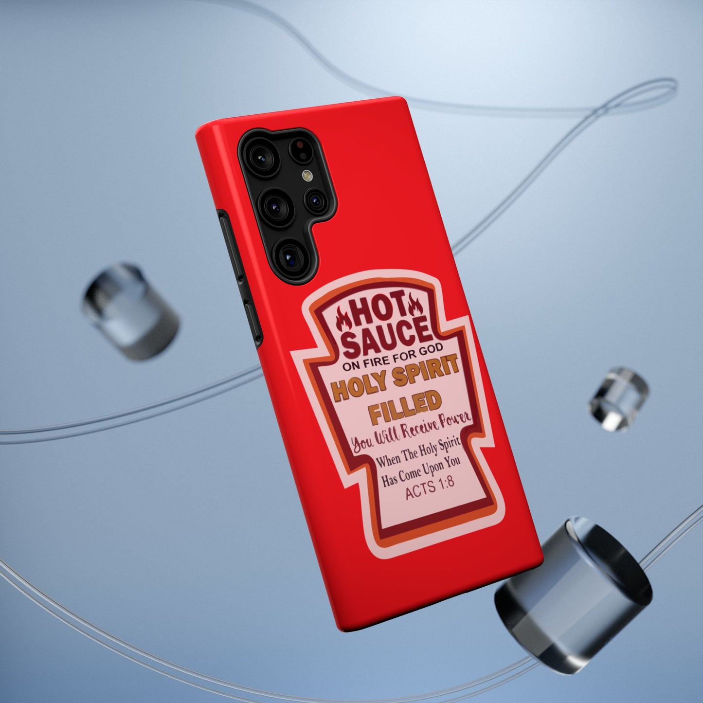 Holy Spirit Hot Sauce Phone Cases - Impact-Resistant, Christian Gift, Spiritual Reminder, Unique Design, Faith-Based Accessory
