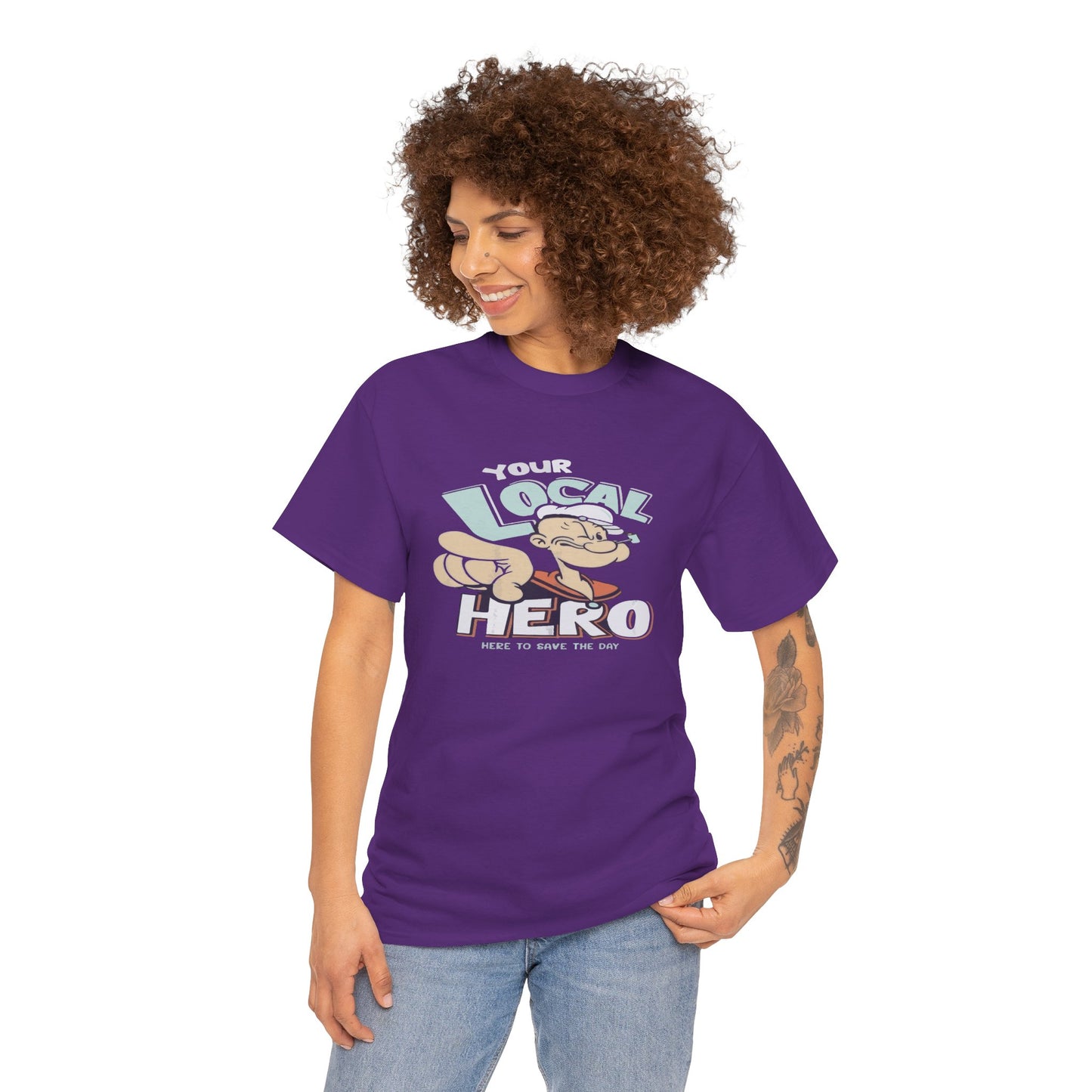 Local Hero Unisex Heavy Cotton Tee | Cool Graphic Tee for Everyday Wear, Gift for Friends, Casual Style, Birthday Gift, Gift for Heroes