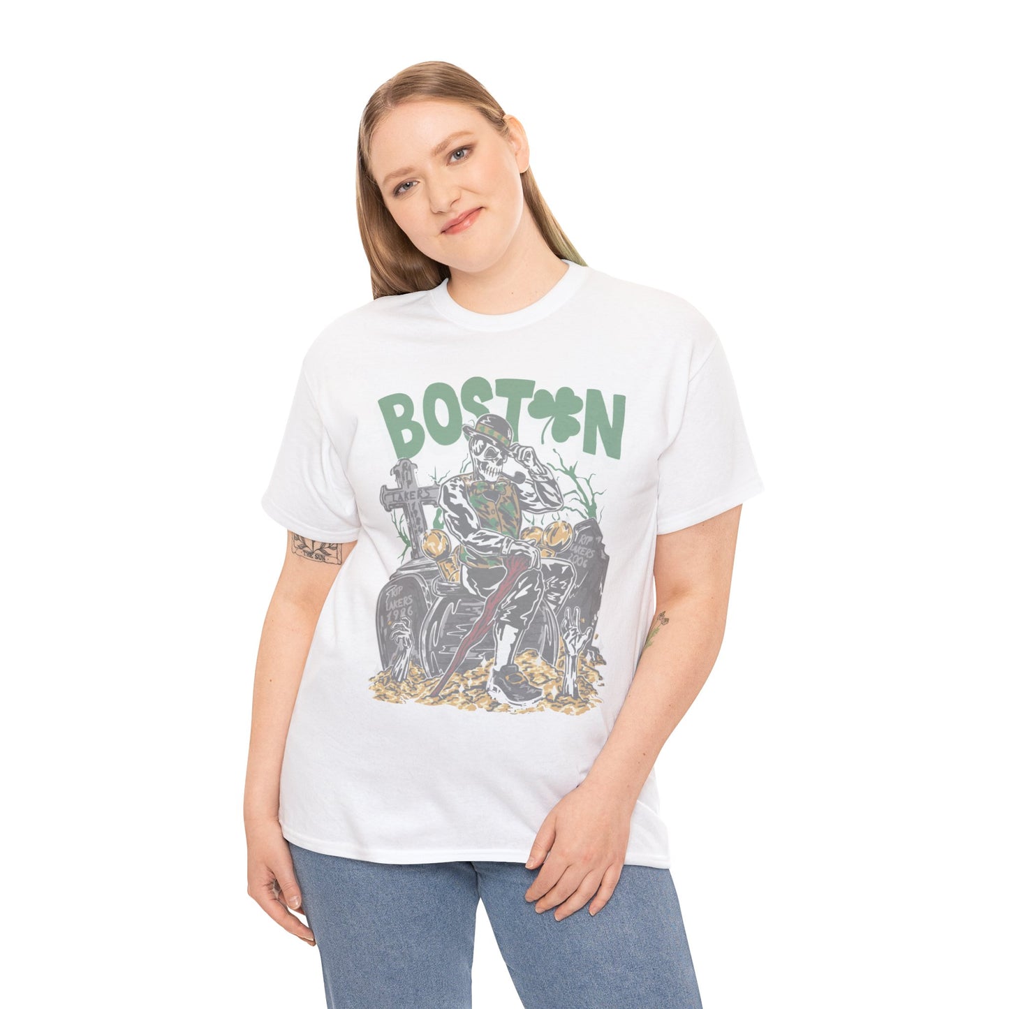 Boston Graphic Tee, Unisex Heavy Cotton T-Shirt, Vintage Boston Shirt, Irish Pride Apparel, St. Patrick's Day Gift, Casual Wear