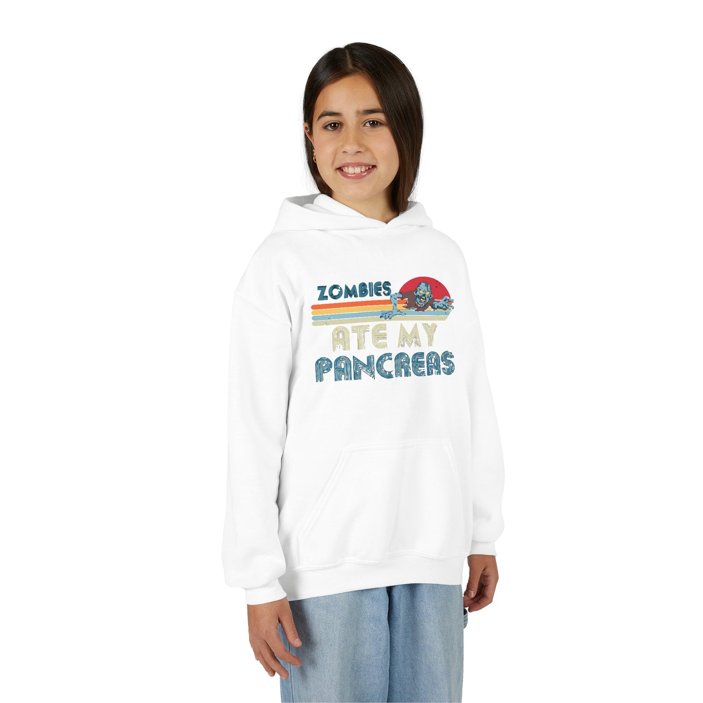 Youth Zombies Ate My Pancreas Hooded Sweatshirt, Funny Youth Hoodie, Gift for Teens, Halloween Apparel, Casual Wear, Nerd Culture Clothing