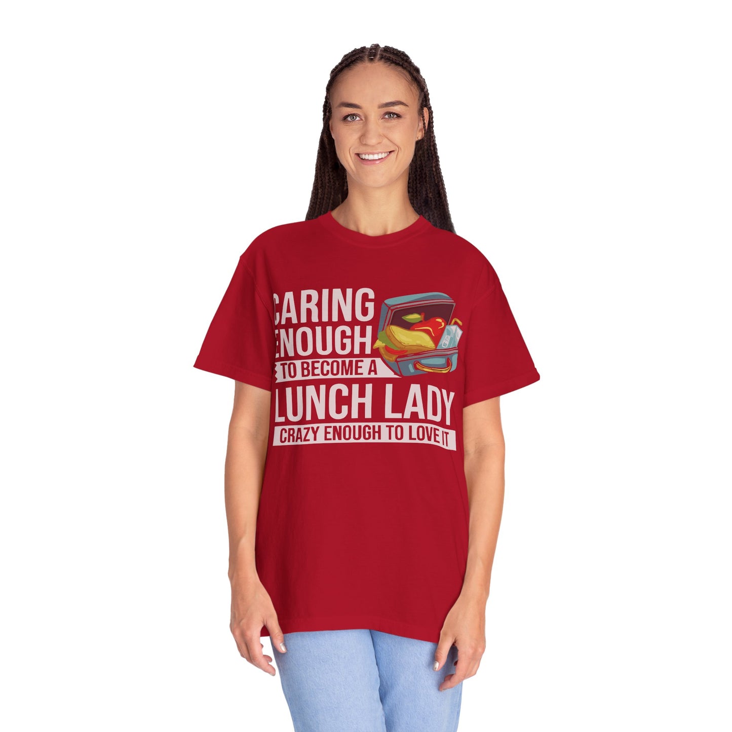 Lunch Lady Humor Unisex T-Shirt, Caring Enough to Become a Lunch Lady, Teacher Gift, Appreciation Gift, Funny T-Shirt, School Staff Tee