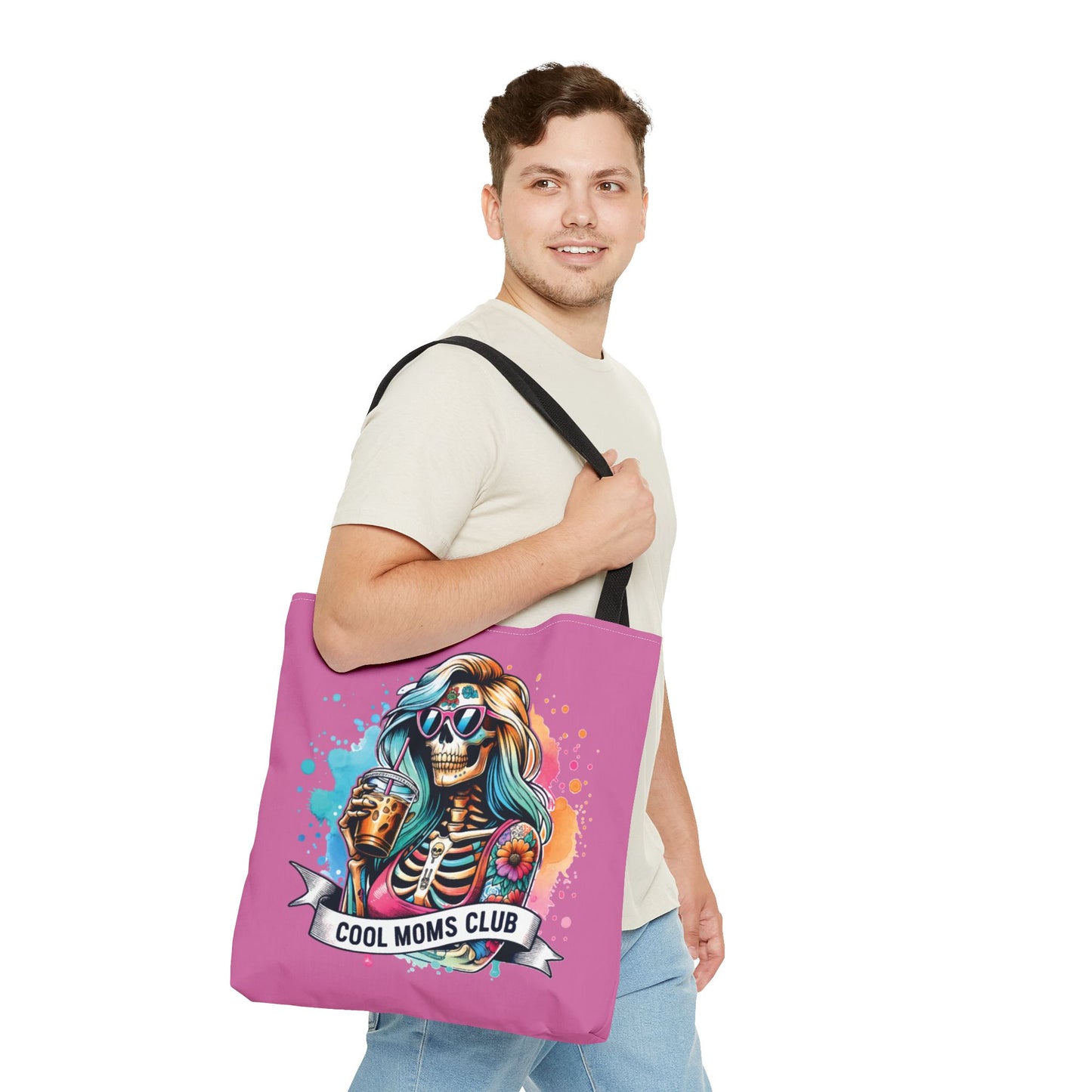 Cool Moms Club Tote Bag, Fun Tote, Sisterhood Gift, Beach Bag, Halloween Accessory, Colorful Shoulder Bag