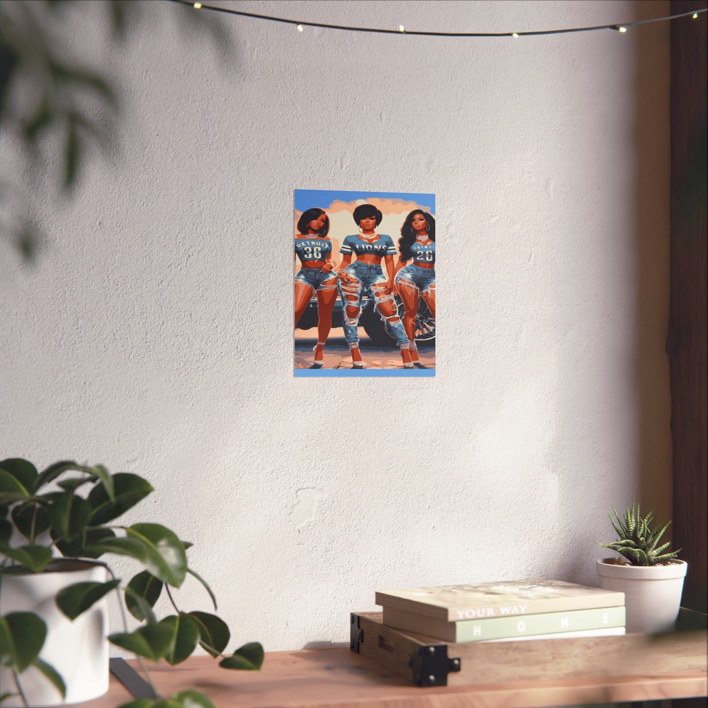 Urban Chic Fine Art Poster - Bold Fashion & Detroit Lions Vibe