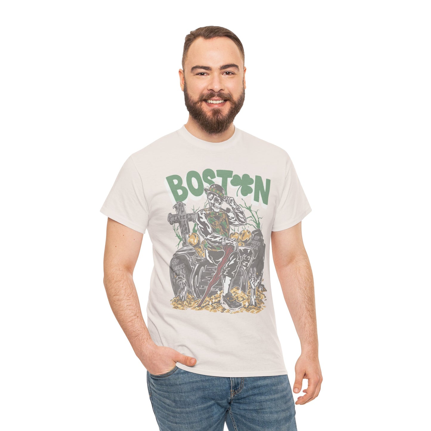 Boston Graphic Tee, Unisex Heavy Cotton T-Shirt, Vintage Boston Shirt, Irish Pride Apparel, St. Patrick's Day Gift, Casual Wear
