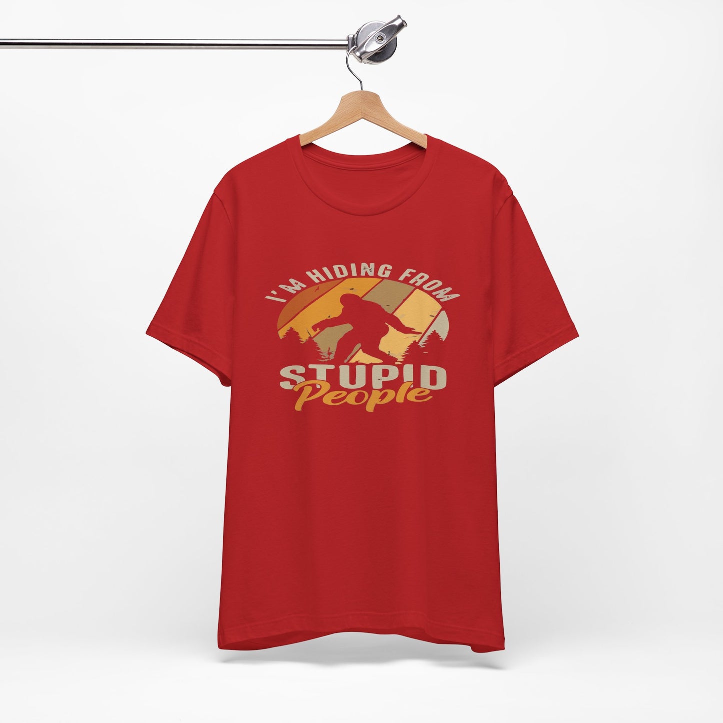 Humorous Unisex Jersey Tee - I’m Hiding From Stupid People, Funny T-Shirt, Casual Wear, Gift for Friends, Summer Outfit, Quirky Humor