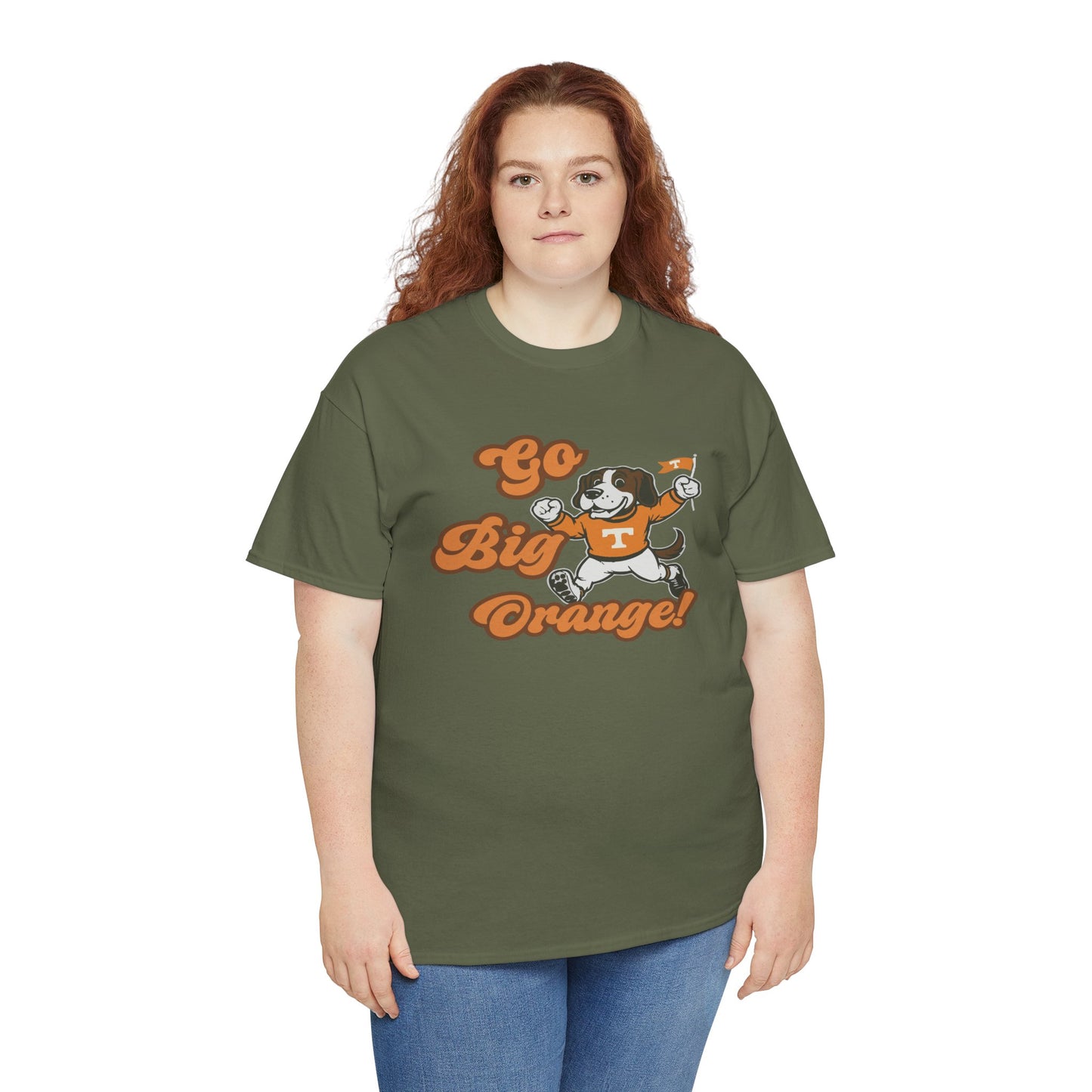 Go Big Orange Unisex Heavy Cotton Tee, Sports Fan Shirt, Casual Wear, College Game Day Top, Gift for Sports Enthusiasts