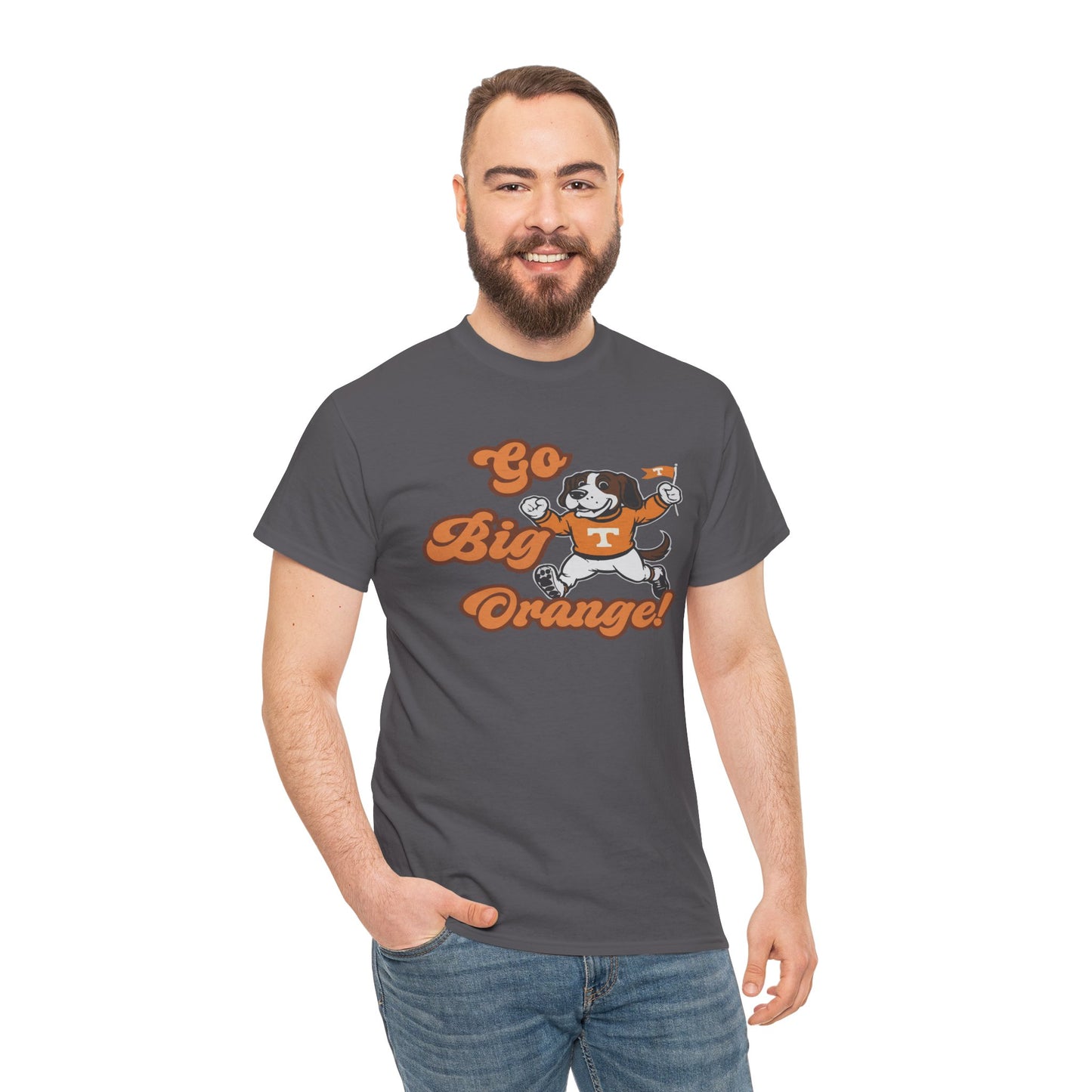 Go Big Orange Unisex Heavy Cotton Tee, Sports Fan Shirt, Casual Wear, College Game Day Top, Gift for Sports Enthusiasts