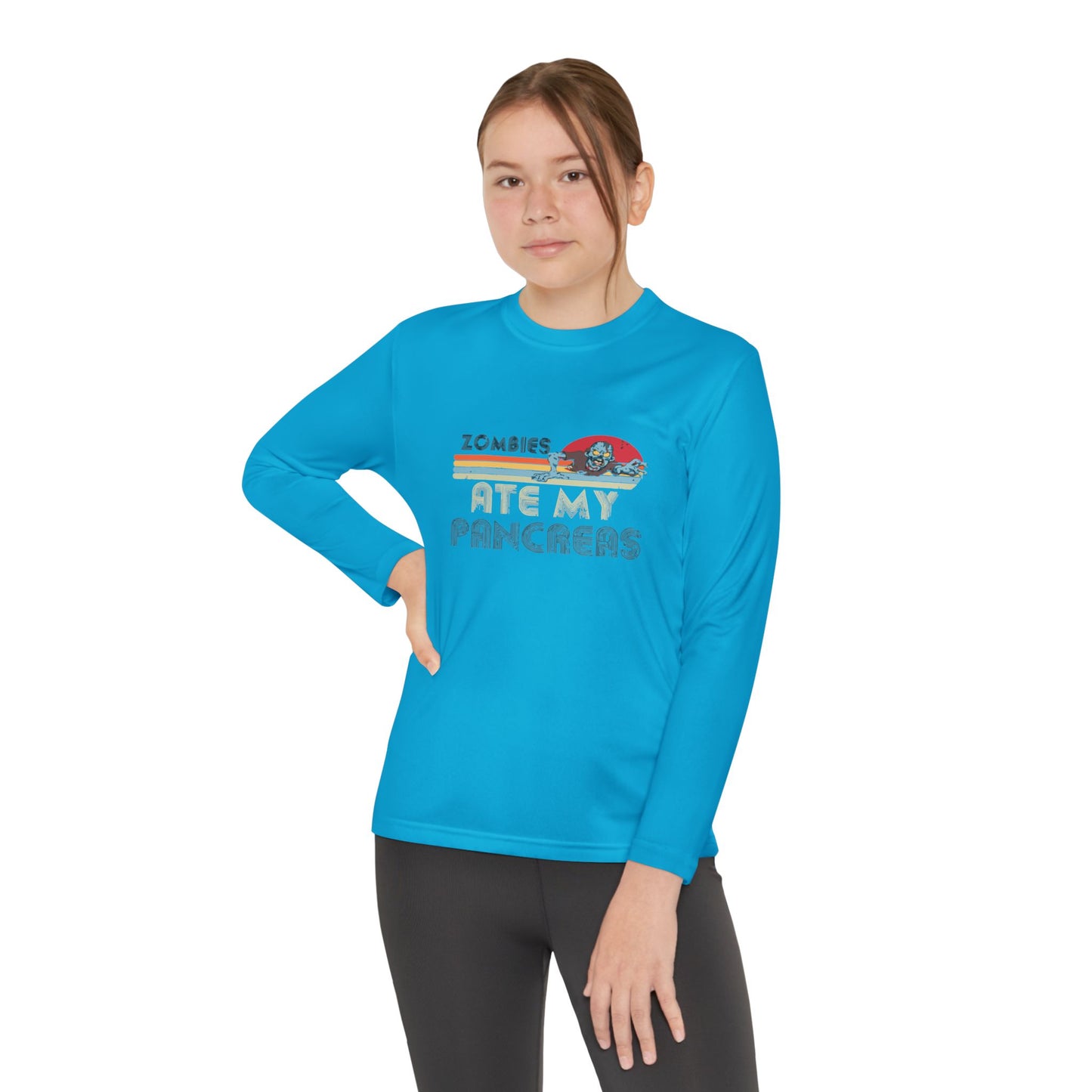 Youth Long Sleeve Funny Tee - Zombies Eat My Pancreas, Gift for Kids, Birthday Shirt, Humor Apparel, Summer Fashion