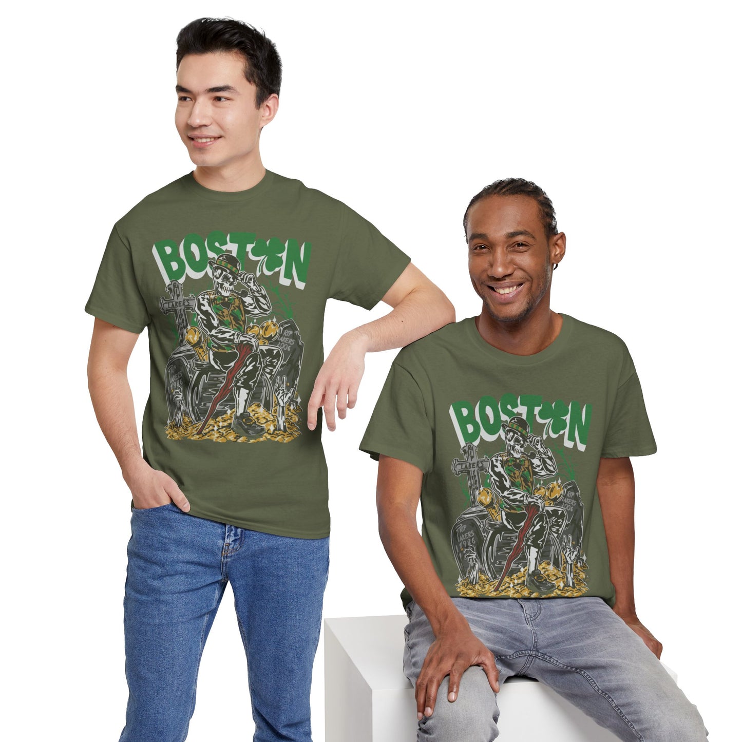 Boston Graphic Tee, Unisex Heavy Cotton T-Shirt, Vintage Boston Shirt, Irish Pride Apparel, St. Patrick's Day Gift, Casual Wear