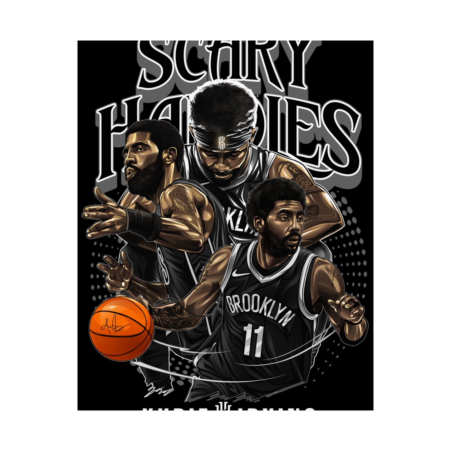 Basketball Wall Art Poster, Scary Hardies, Matte Vertical Print, Sports Decor, Gift for Fans, Home & Office Decoration