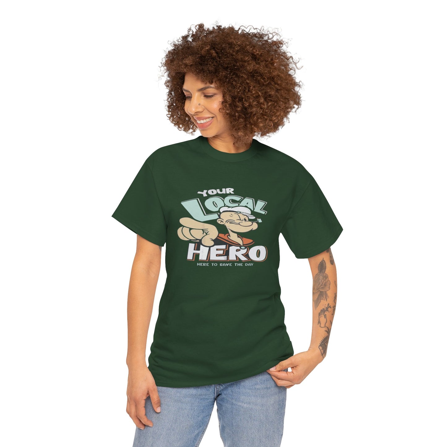 Local Hero Unisex Heavy Cotton Tee | Cool Graphic Tee for Everyday Wear, Gift for Friends, Casual Style, Birthday Gift, Gift for Heroes
