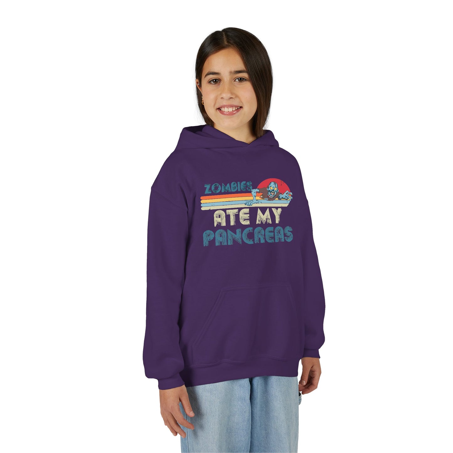 Youth Zombies Ate My Pancreas Hooded Sweatshirt, Funny Youth Hoodie, Gift for Teens, Halloween Apparel, Casual Wear, Nerd Culture Clothing