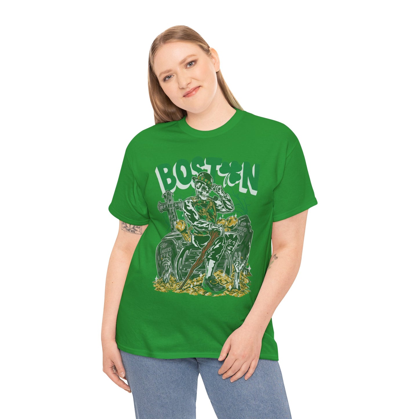 Boston Graphic Tee, Unisex Heavy Cotton T-Shirt, Vintage Boston Shirt, Irish Pride Apparel, St. Patrick's Day Gift, Casual Wear