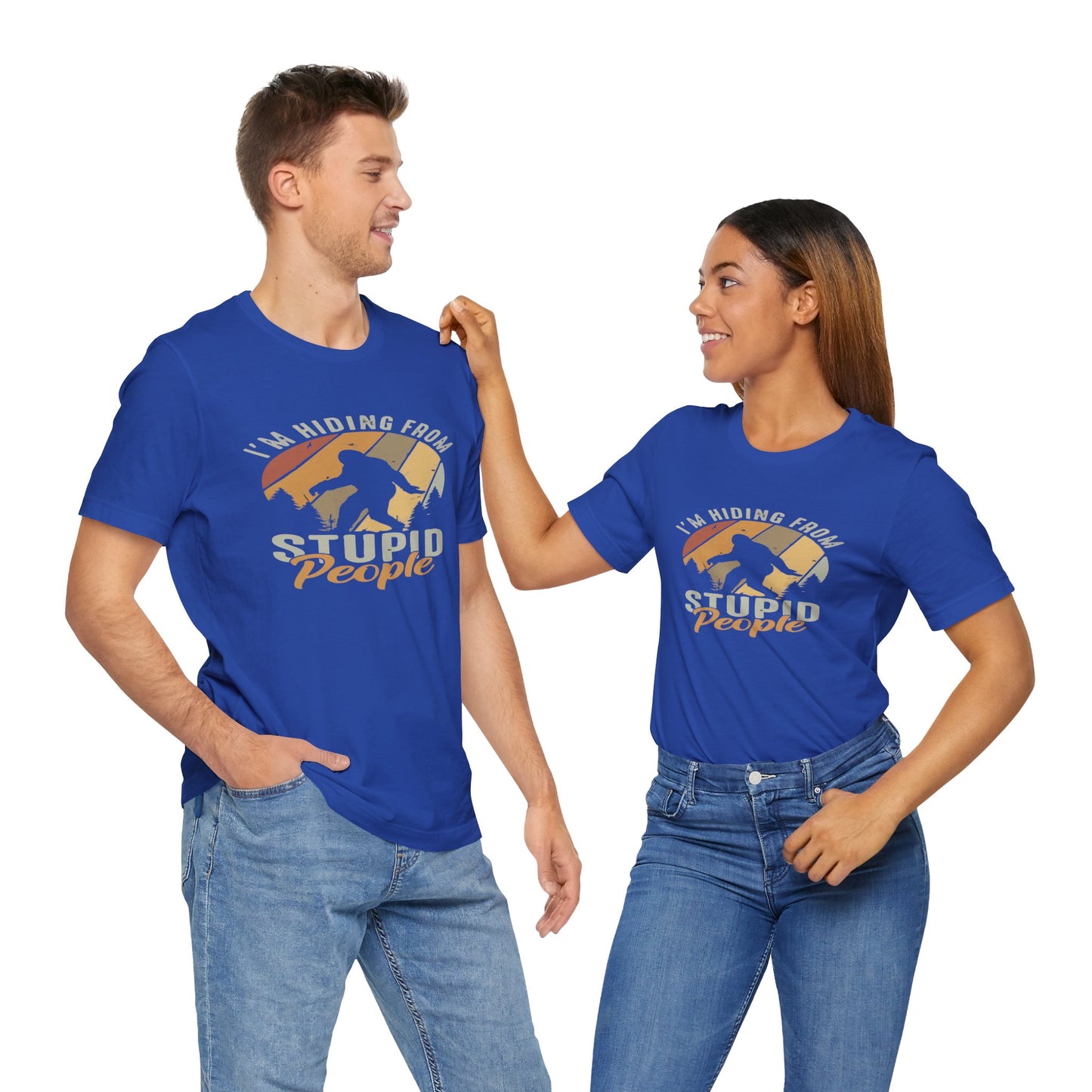 Humorous Unisex Jersey Tee - I’m Hiding From Stupid People, Funny T-Shirt, Casual Wear, Gift for Friends, Summer Outfit, Quirky Humor