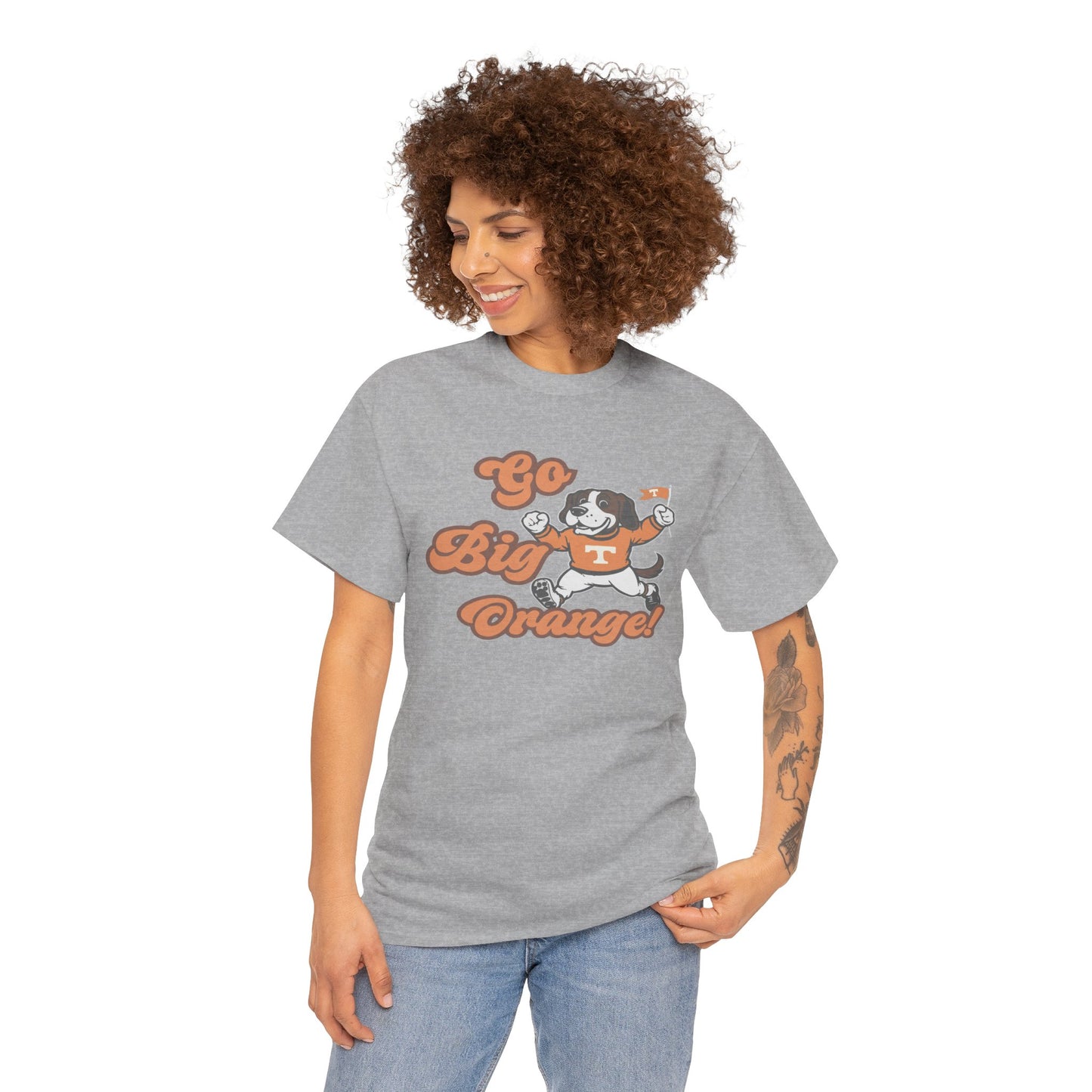 Go Big Orange Unisex Heavy Cotton Tee, Sports Fan Shirt, Casual Wear, College Game Day Top, Gift for Sports Enthusiasts