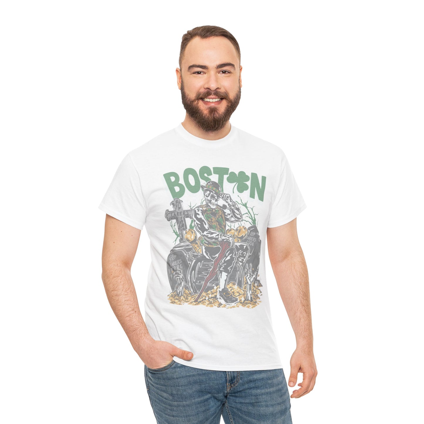Boston Graphic Tee, Unisex Heavy Cotton T-Shirt, Vintage Boston Shirt, Irish Pride Apparel, St. Patrick's Day Gift, Casual Wear