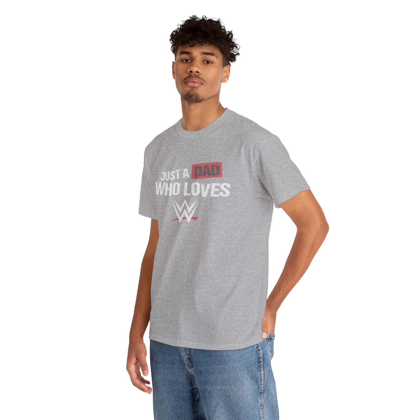 Just a Dad Who Loves WWE Tee | Unisex Heavy Cotton Shirt, Father’s Day Gift, Dad Shirt, Wrestling Fan Apparel, Gift for Dads