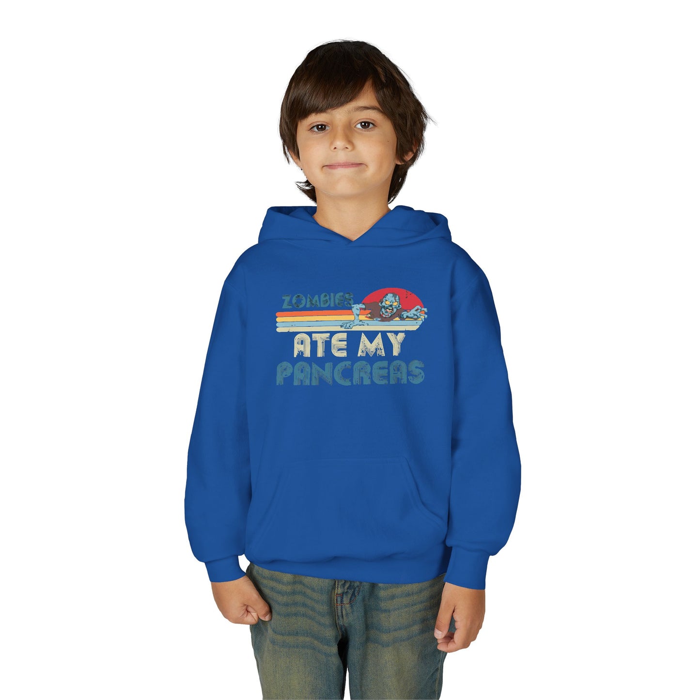 Youth Zombies Ate My Pancreas Hooded Sweatshirt, Funny Youth Hoodie, Gift for Teens, Halloween Apparel, Casual Wear, Nerd Culture Clothing