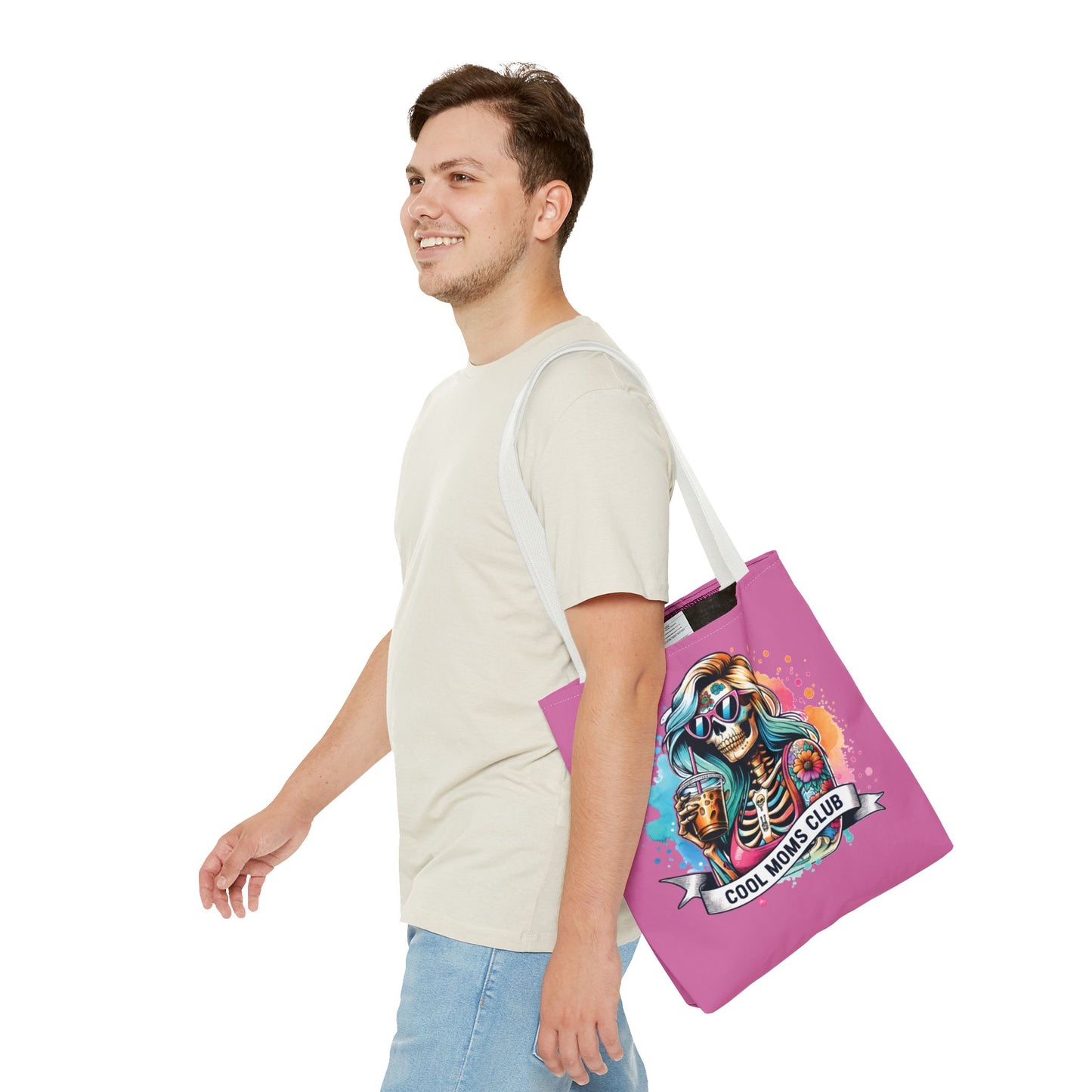 Cool Moms Club Tote Bag, Fun Tote, Sisterhood Gift, Beach Bag, Halloween Accessory, Colorful Shoulder Bag