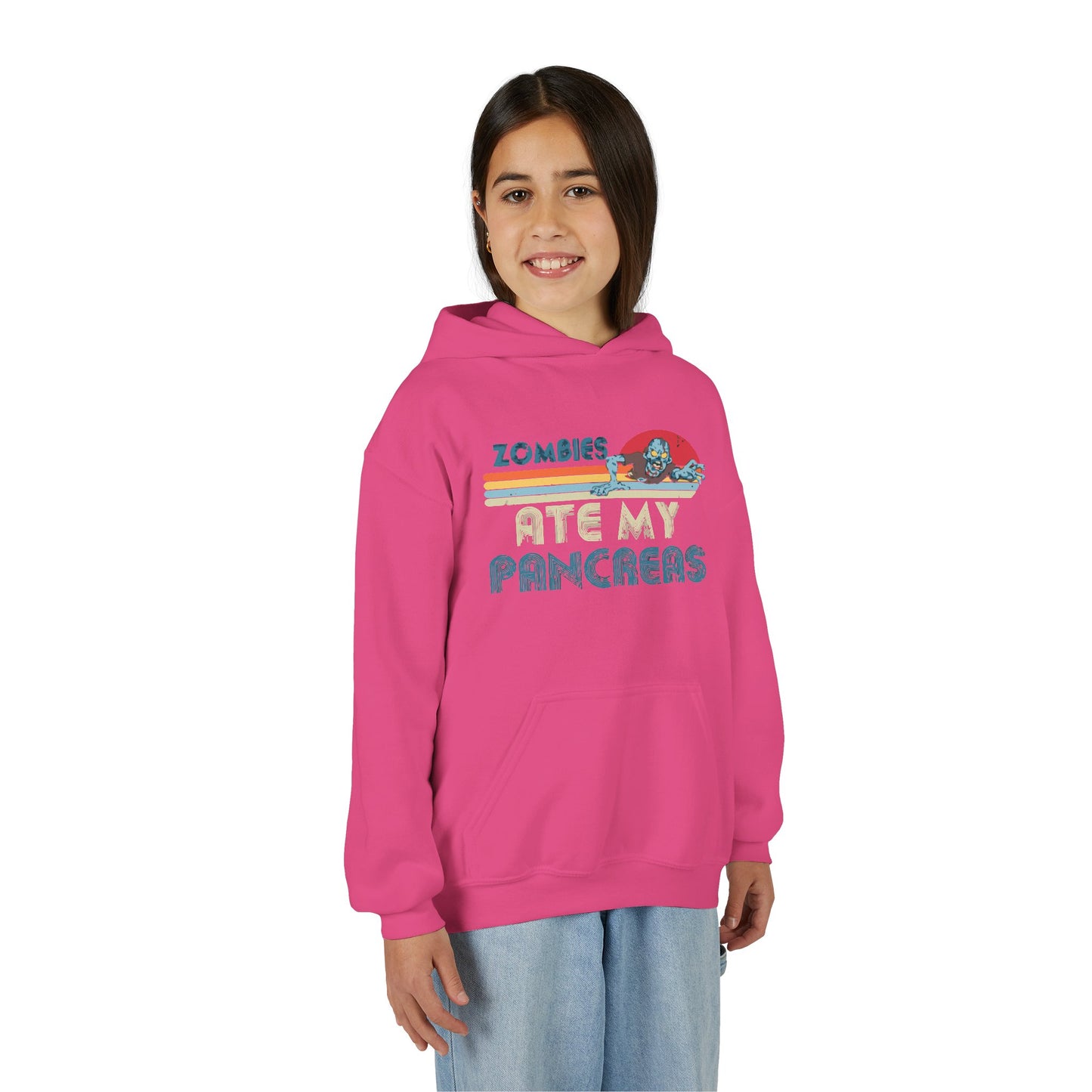 Youth Zombies Ate My Pancreas Hooded Sweatshirt, Funny Youth Hoodie, Gift for Teens, Halloween Apparel, Casual Wear, Nerd Culture Clothing