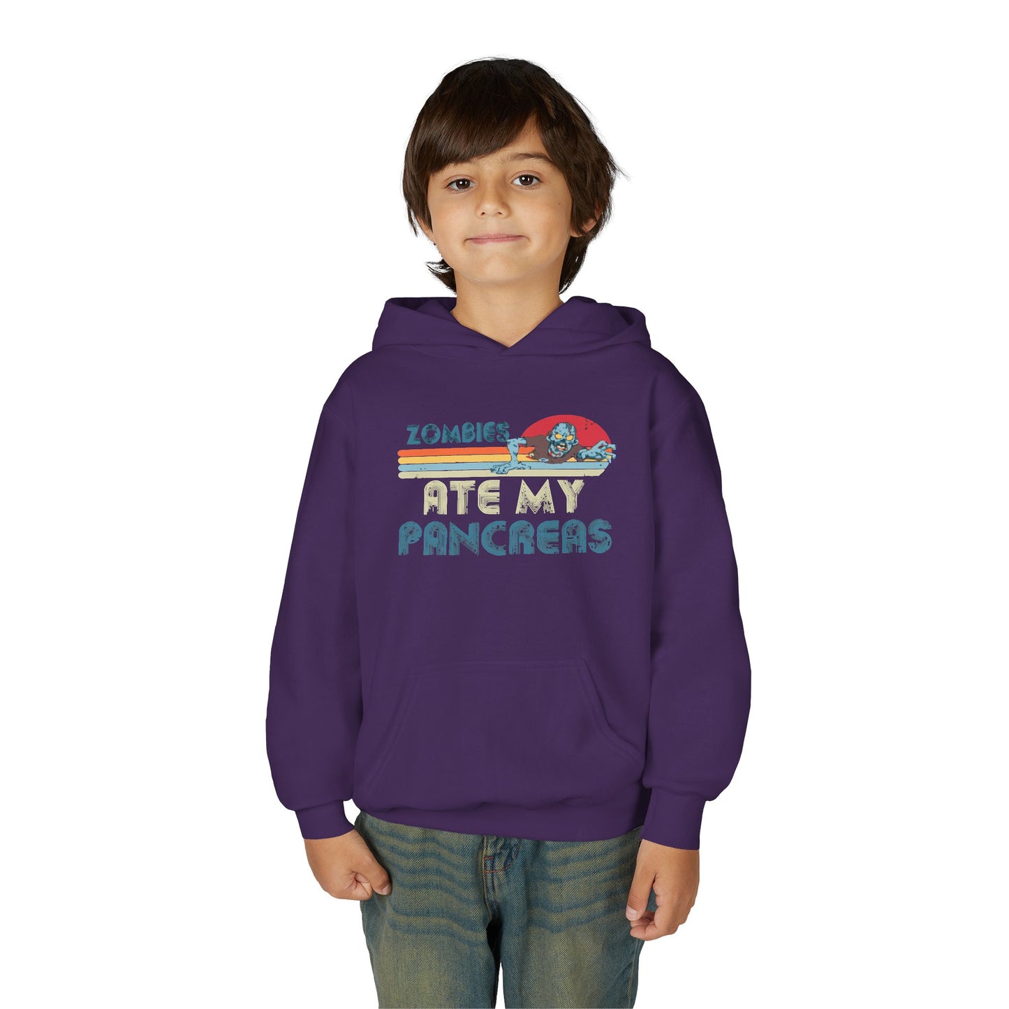 Youth Zombies Ate My Pancreas Hooded Sweatshirt, Funny Youth Hoodie, Gift for Teens, Halloween Apparel, Casual Wear, Nerd Culture Clothing