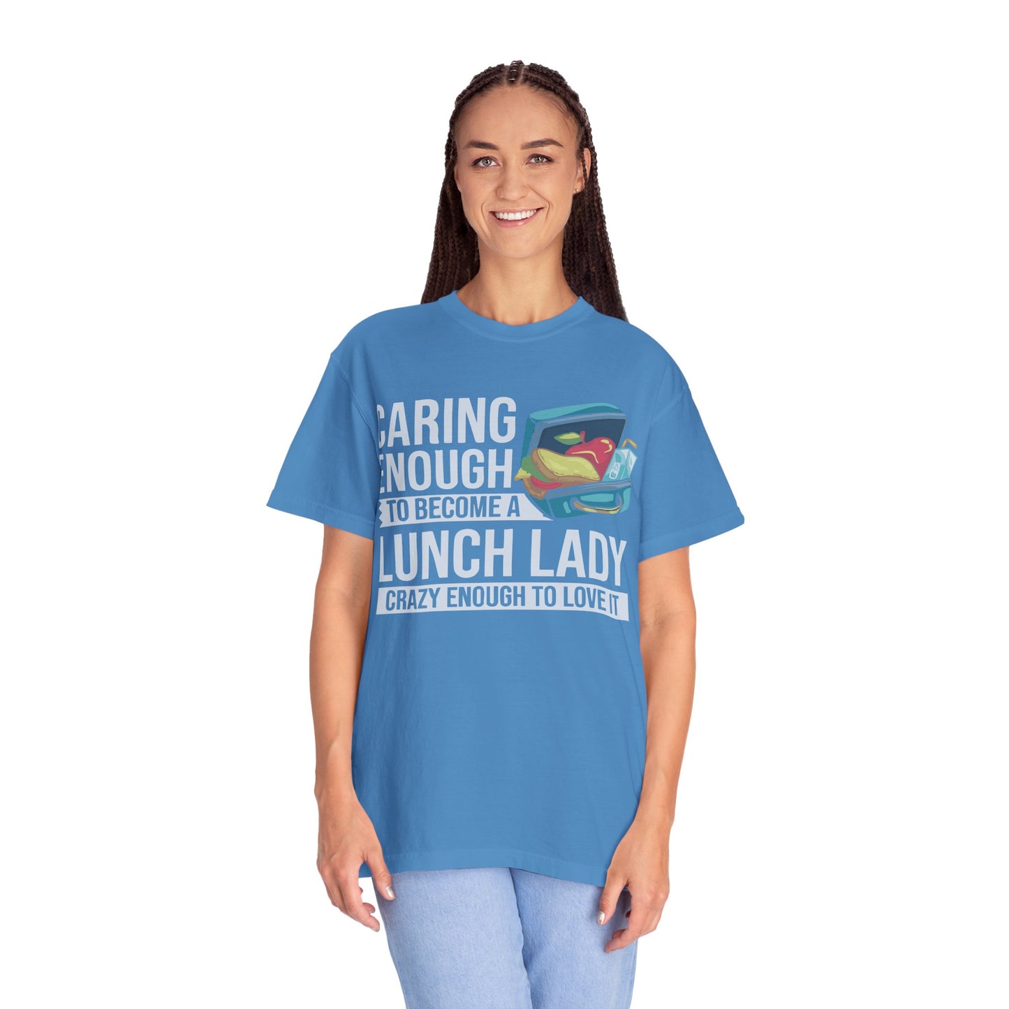 Lunch Lady Humor Unisex T-Shirt, Caring Enough to Become a Lunch Lady, Teacher Gift, Appreciation Gift, Funny T-Shirt, School Staff Tee