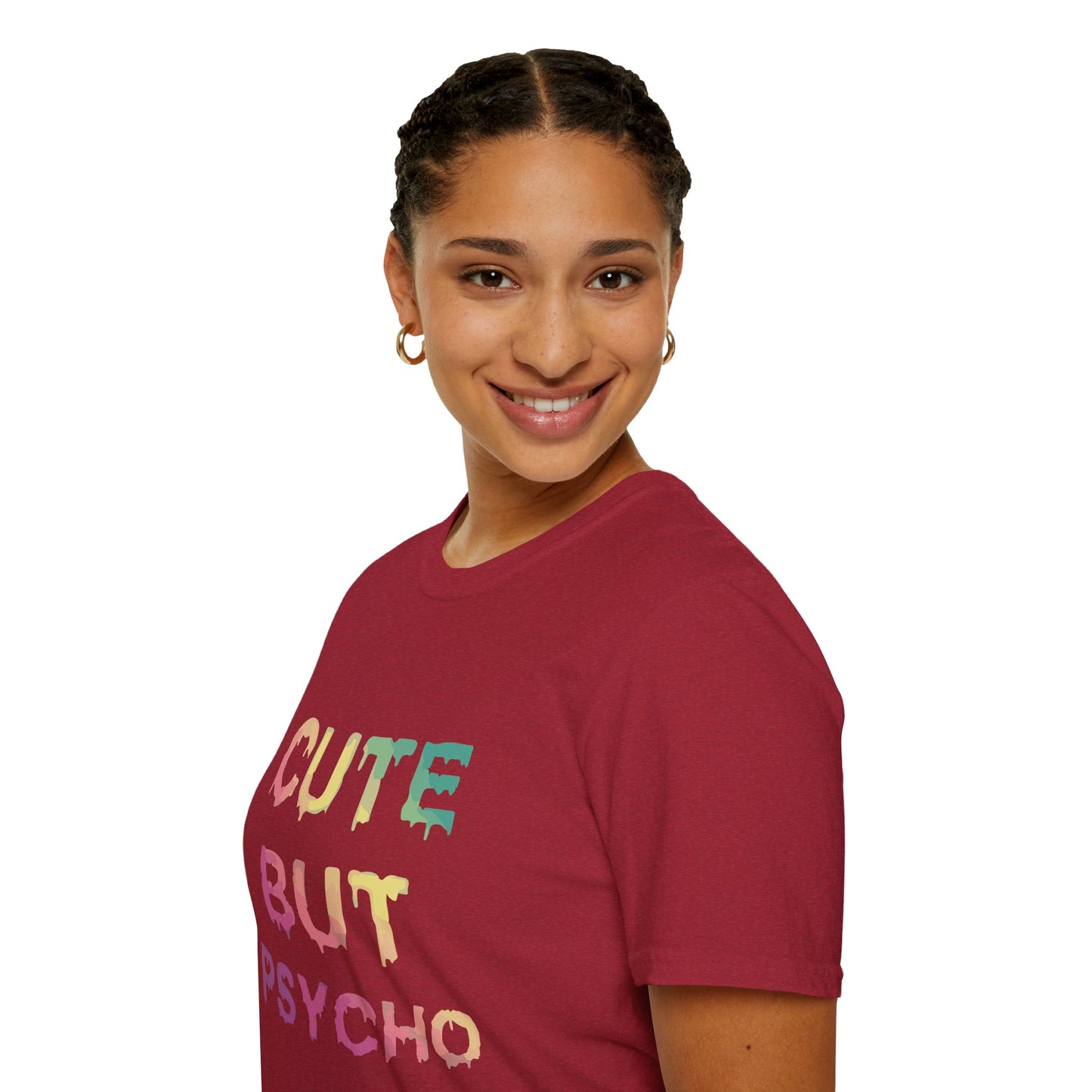 Cute But Psycho Unisex Softstyle T-Shirt, Trendy Graphic Tee, Casual Fashion, Gift for Friends, Everyday Wear, Birthday Present