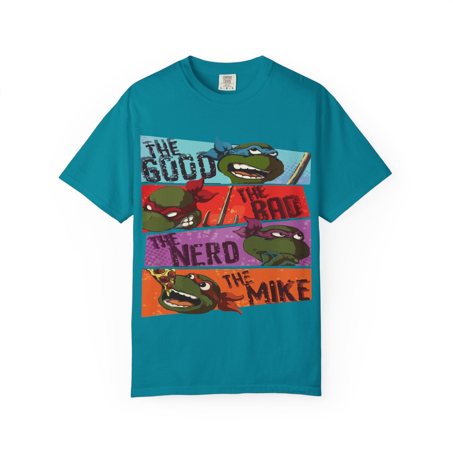 Unisex Garment-Dyed T-Shirt - Ninja Turtle Humor Tee - The Good, The Bad, The Nerd, The Mike