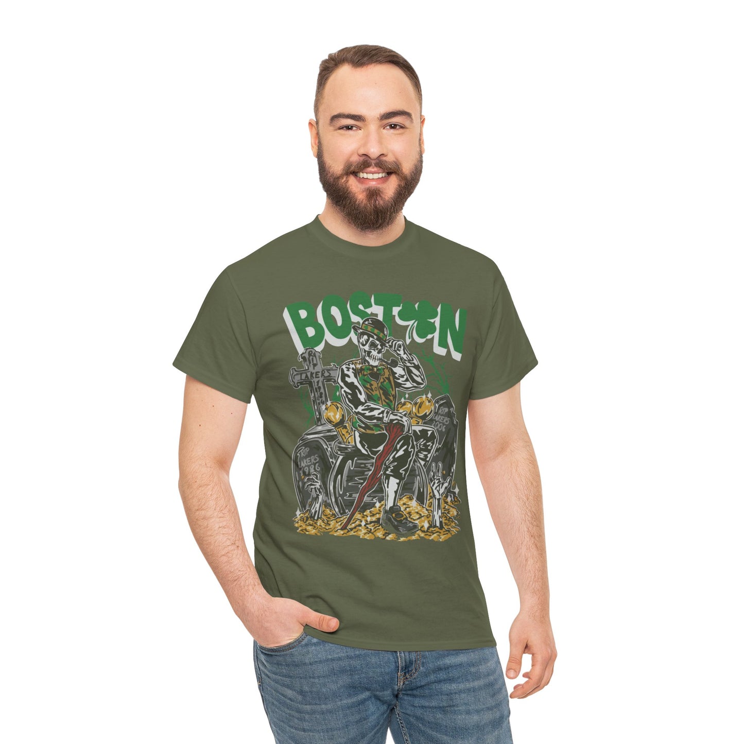 Boston Graphic Tee, Unisex Heavy Cotton T-Shirt, Vintage Boston Shirt, Irish Pride Apparel, St. Patrick's Day Gift, Casual Wear
