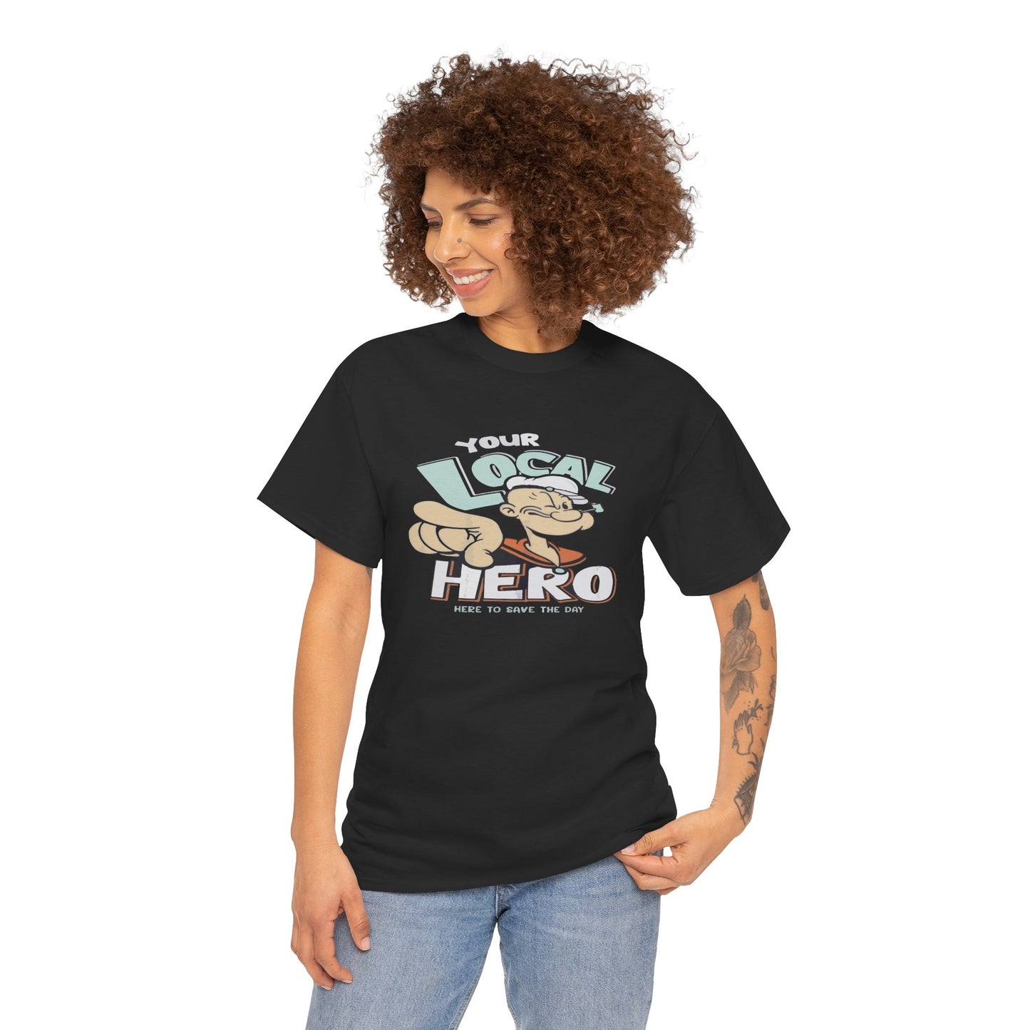 Local Hero Unisex Heavy Cotton Tee | Cool Graphic Tee for Everyday Wear, Gift for Friends, Casual Style, Birthday Gift, Gift for Heroes