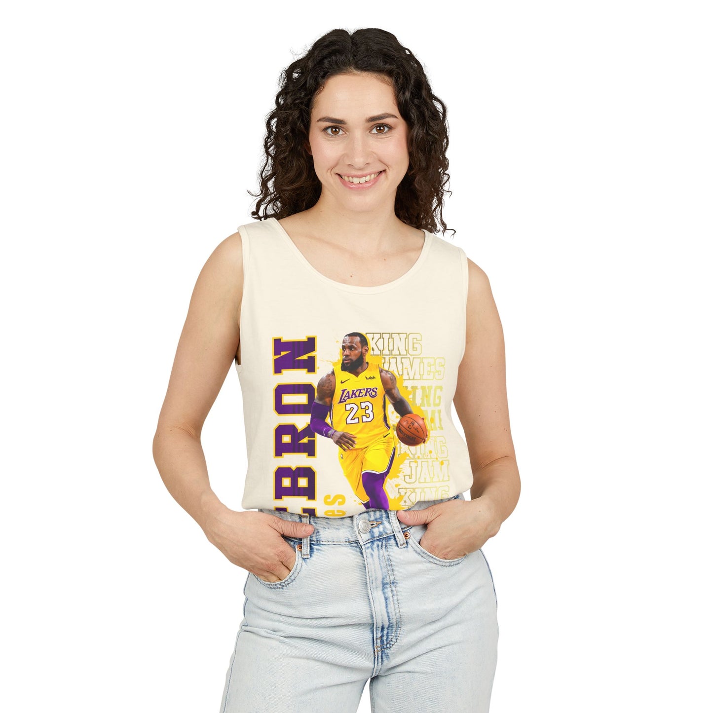 LeBron James Unisex Garment-Dyed Tank Top, Basketball Apparel, Sportswear, Summer Outfit, Fan Gear