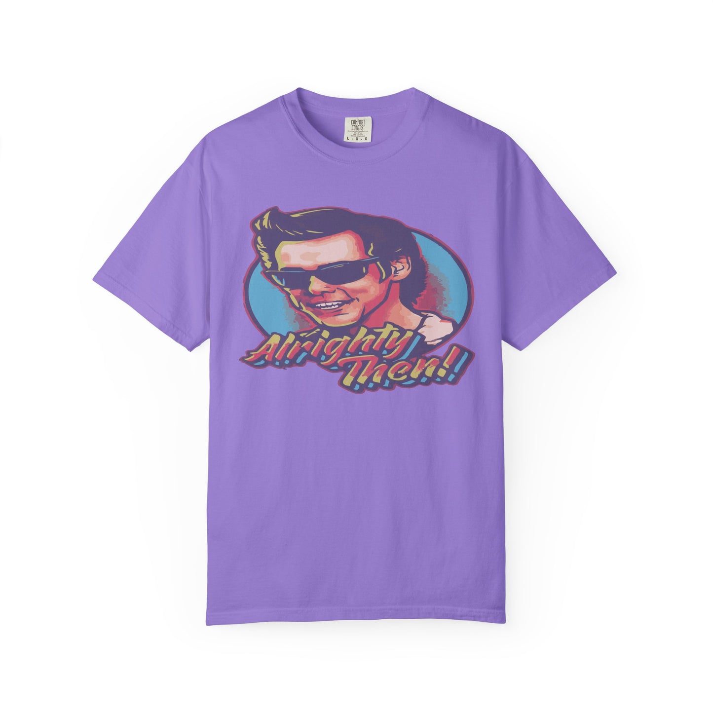 Retro Graphic T-Shirt, Unisex Garment-Dyed Tee, Vintage Style Shirt, Alright Men! Humor Top, Casual Apparel for All Occasions